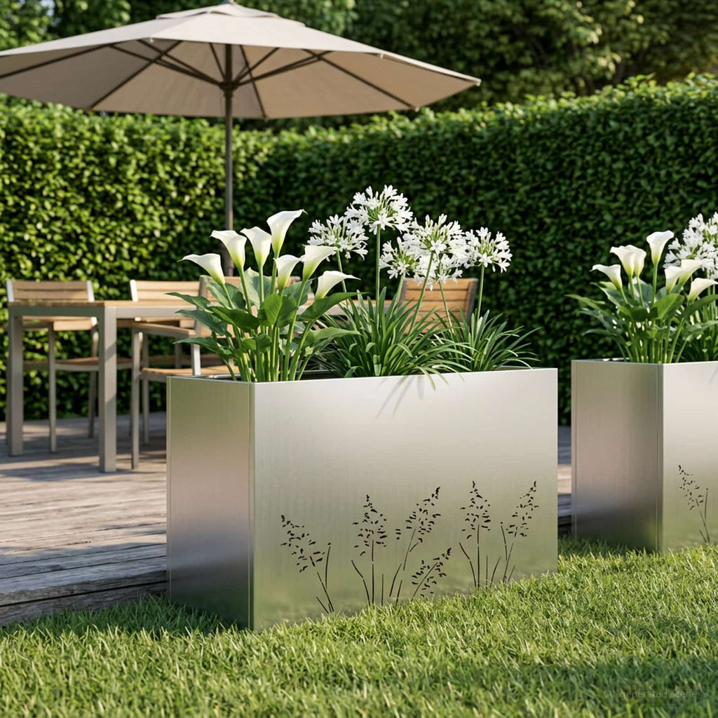 vidaXL Doniczka ogrodowa srebrny 80 x 30 x 49 cm Stal nierdzewna
