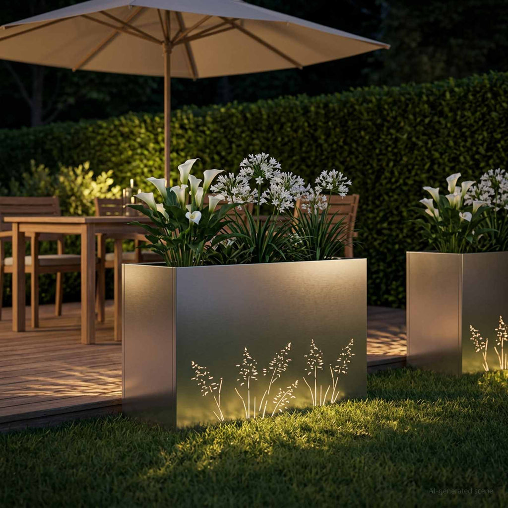 vidaXL Doniczka ogrodowa srebrny 80 x 30 x 49 cm Stal nierdzewna