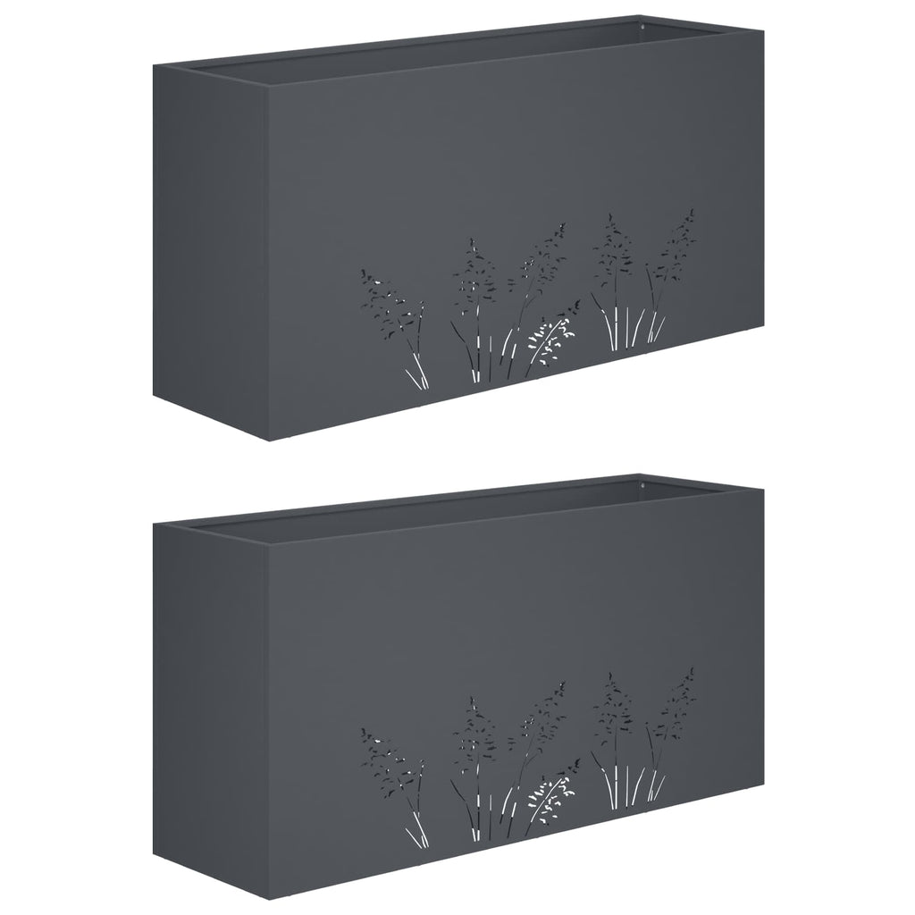 vidaXL Doniczka ogrodowa 2 szt. antracytowy 100 x 20 x 49 cm