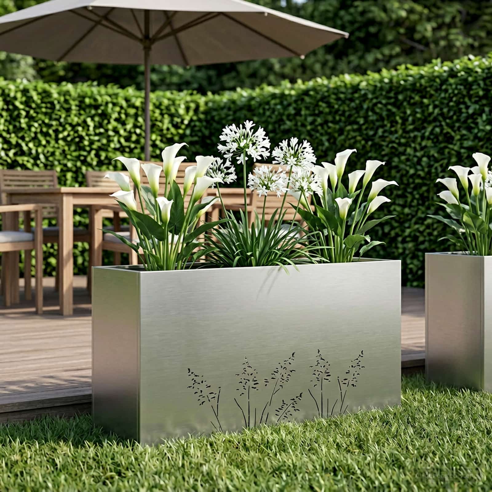 vidaXL Doniczka ogrodowa srebrny 100 x 20 x 49 cm Stal nierdzewna