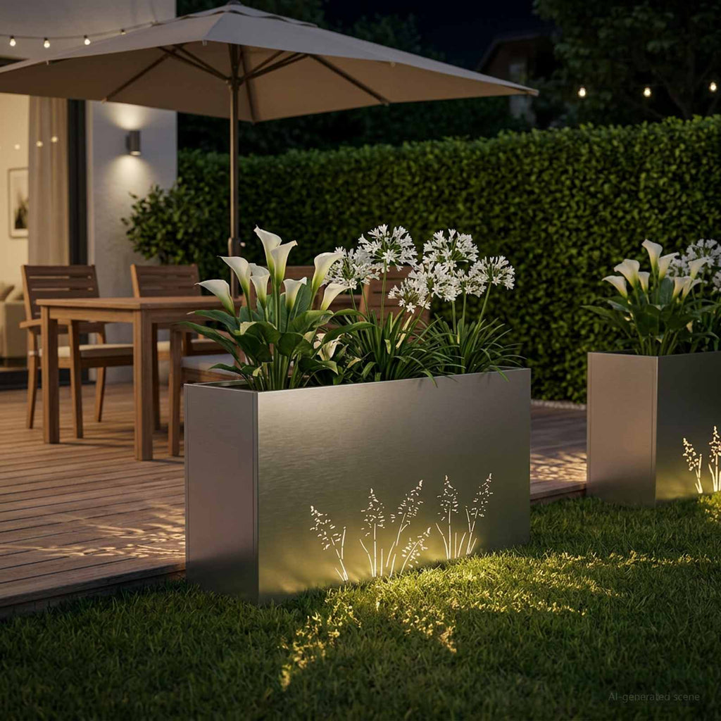 vidaXL Doniczka ogrodowa srebrny 100 x 20 x 49 cm Stal nierdzewna