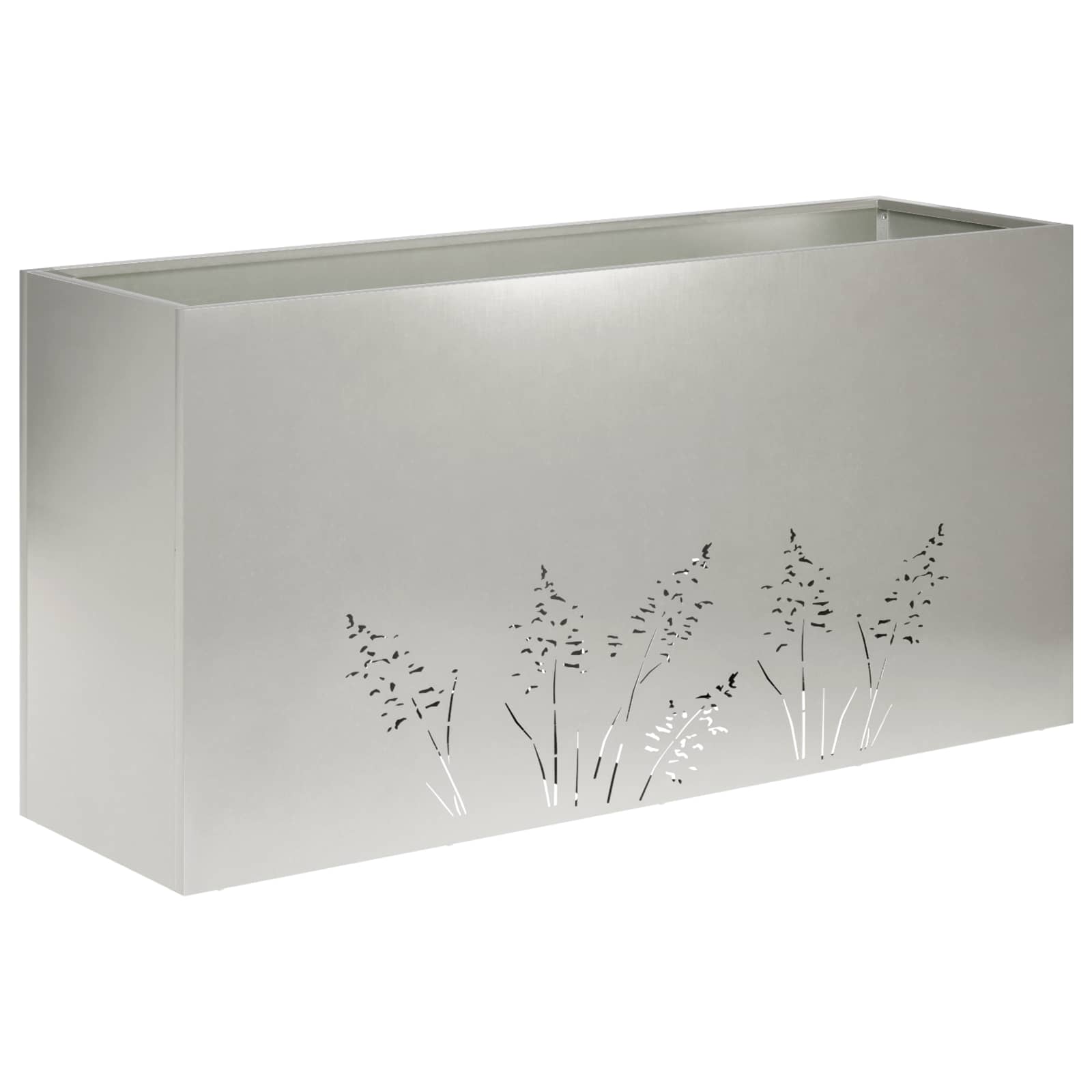vidaXL Doniczka ogrodowa srebrny 100 x 20 x 49 cm Stal nierdzewna