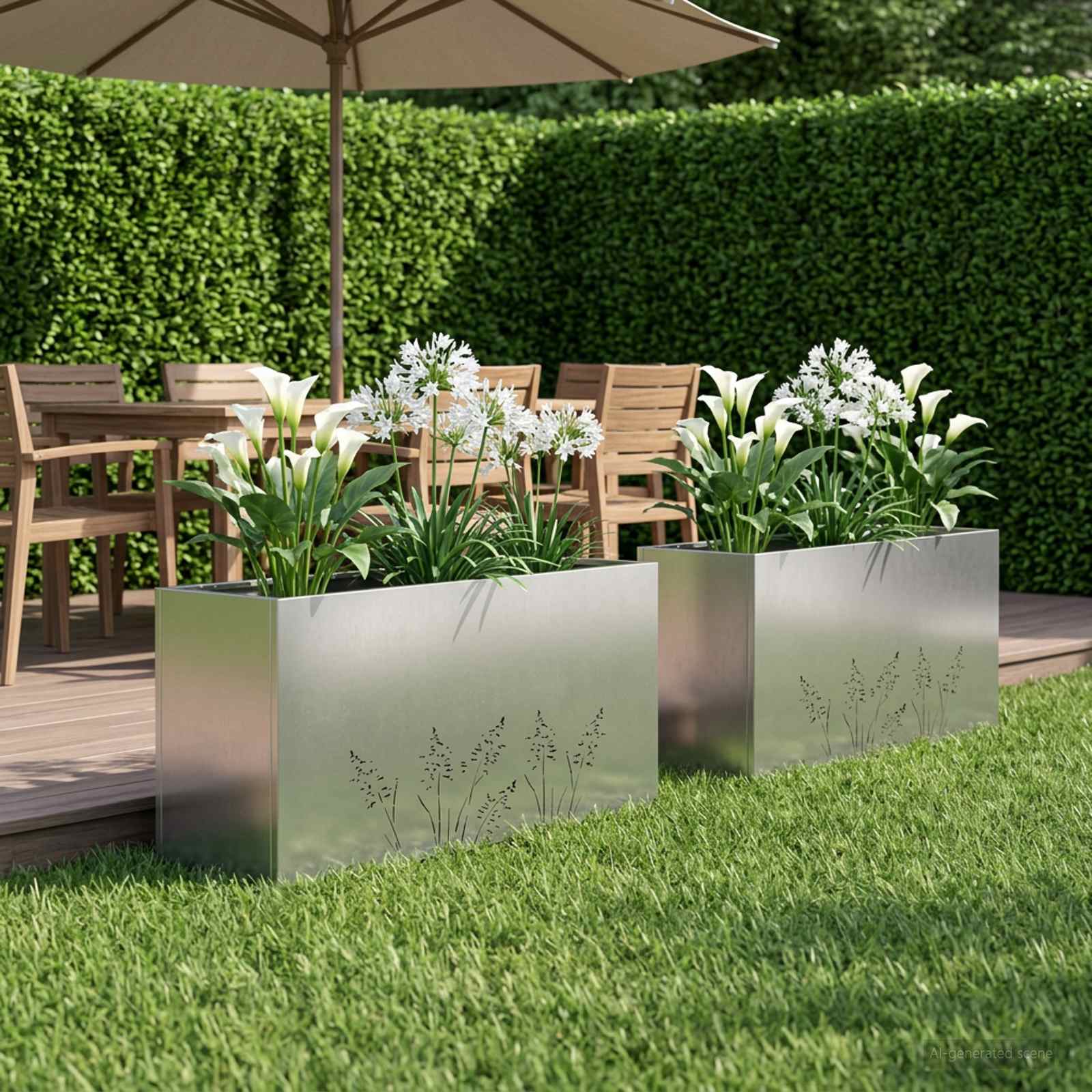 vidaXL Doniczka ogrodowa 2 szt. srebrny 100 x 20 x 49 cm