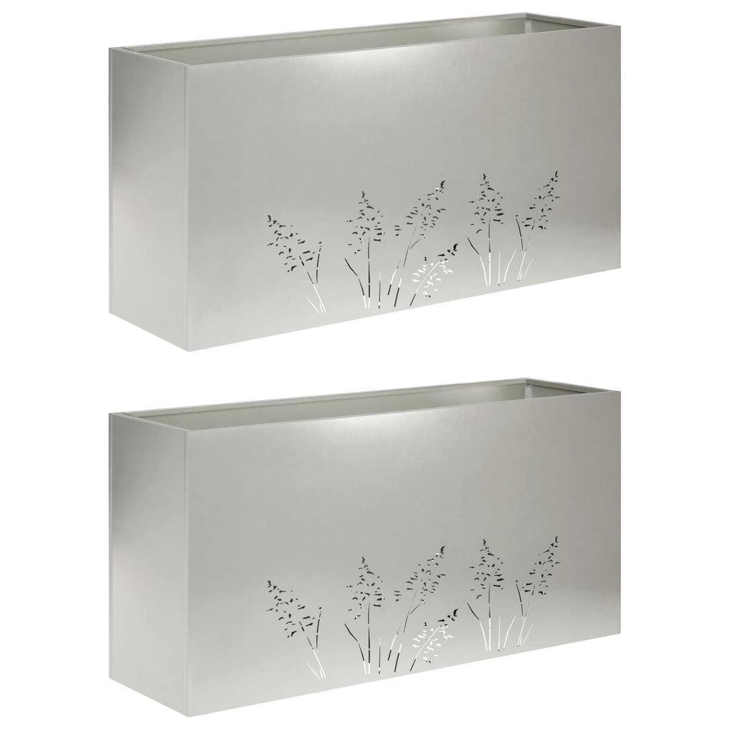 vidaXL Doniczka ogrodowa 2 szt. srebrny 100 x 20 x 49 cm