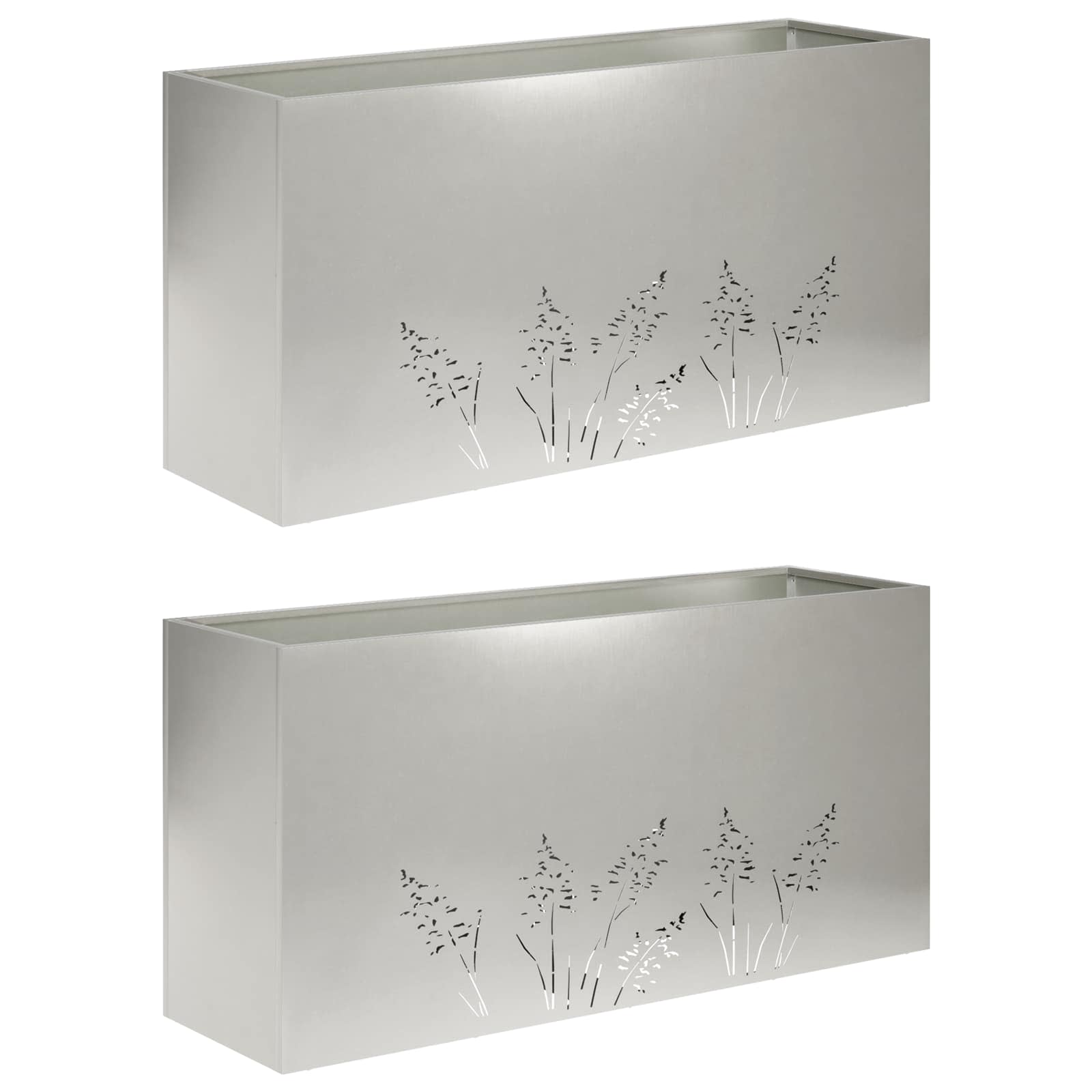 vidaXL Doniczka ogrodowa 2 szt. srebrny 100 x 20 x 49 cm