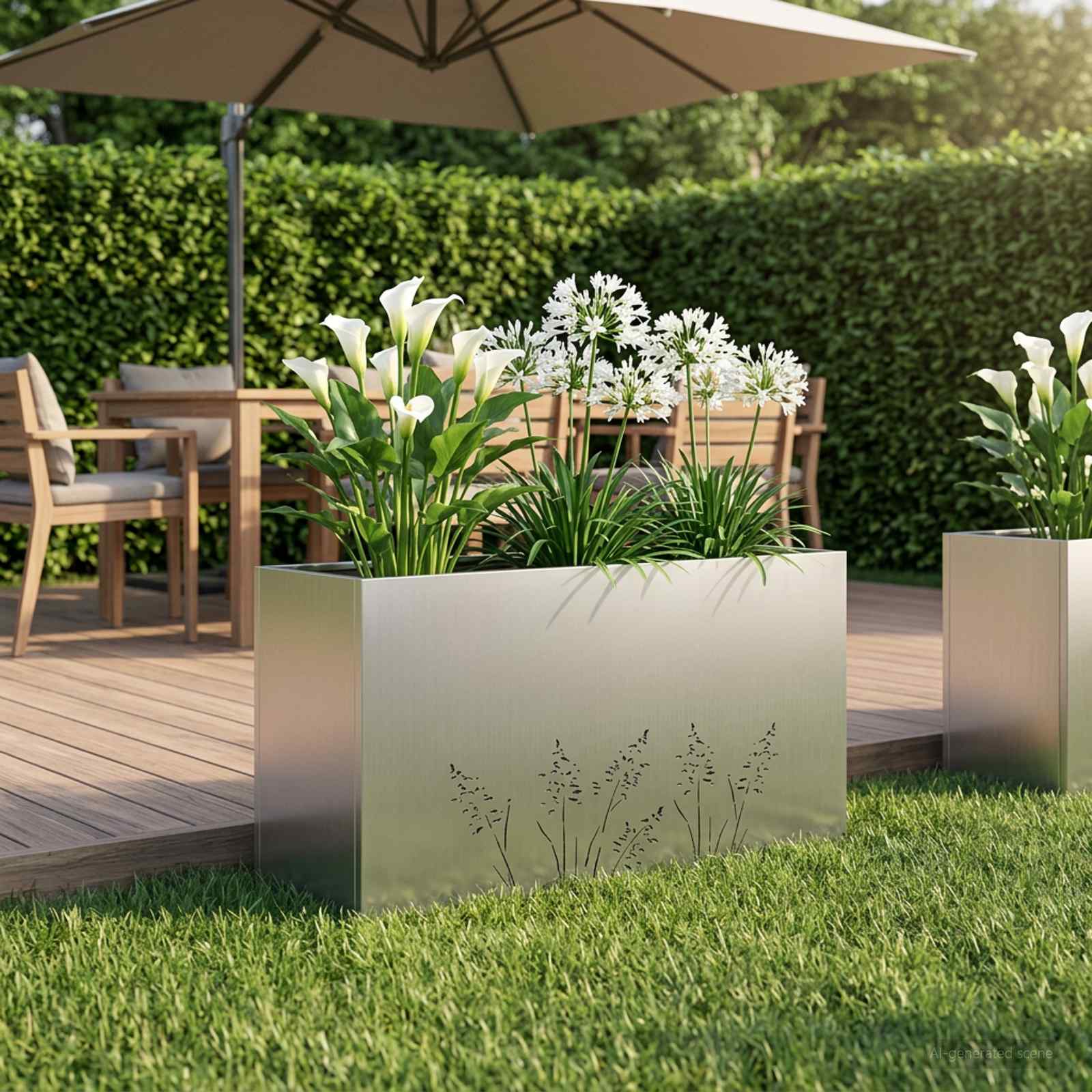 vidaXL Doniczka ogrodowa srebrny 100 x 20 x 49 cm Stal ocynkowana