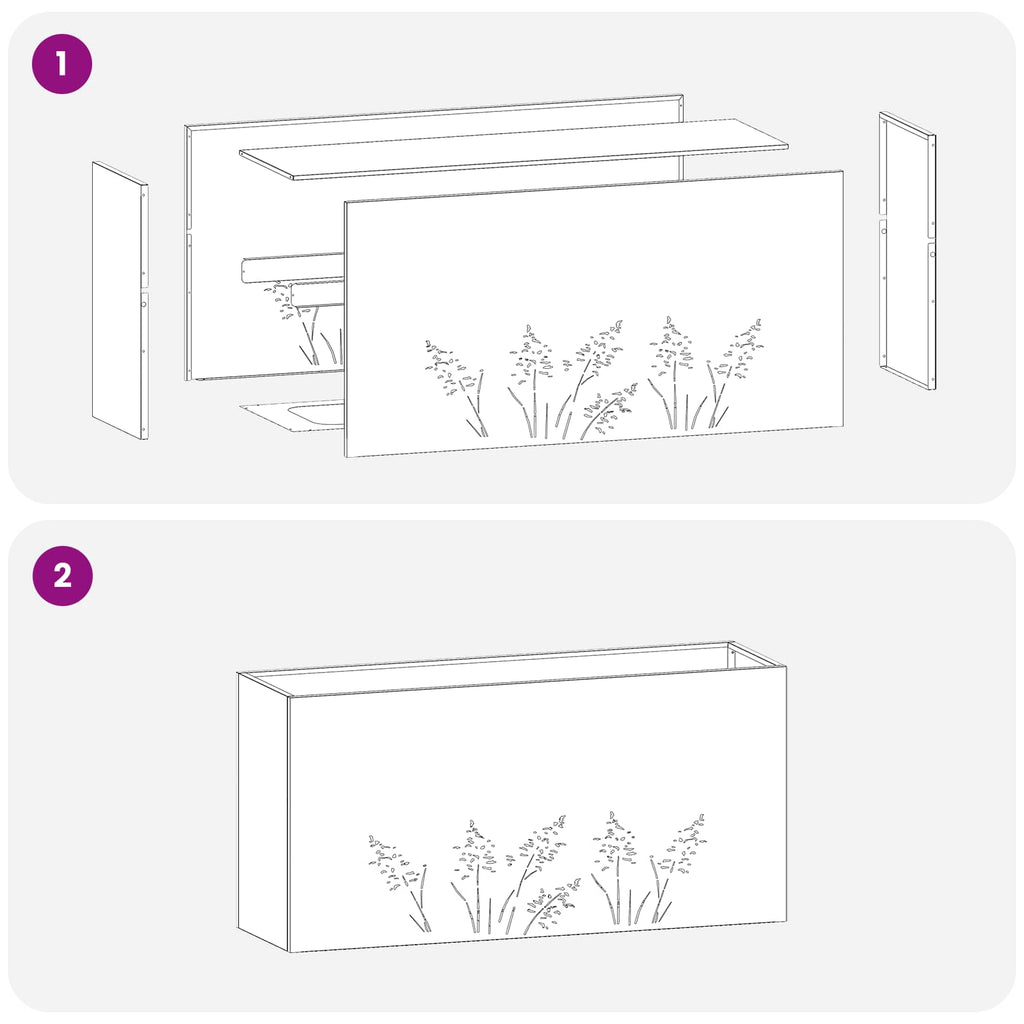 vidaXL Doniczka ogrodowa Rdzawy 100 x 20 x 49 cm Stal kortenowska