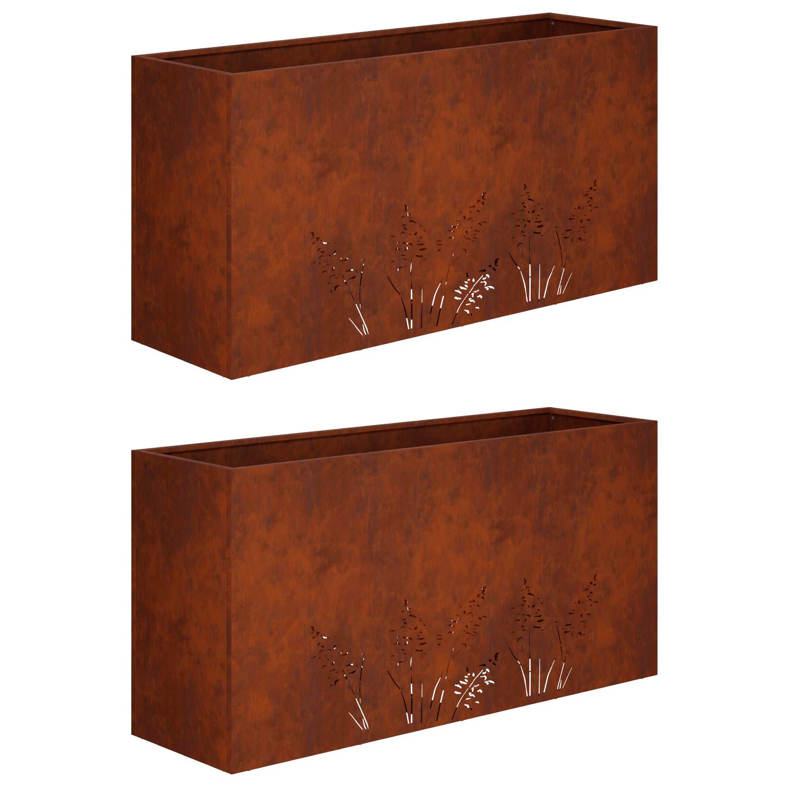 vidaXL Doniczka ogrodowa 2 szt. Rdzawy 100 x 20 x 49 cm
