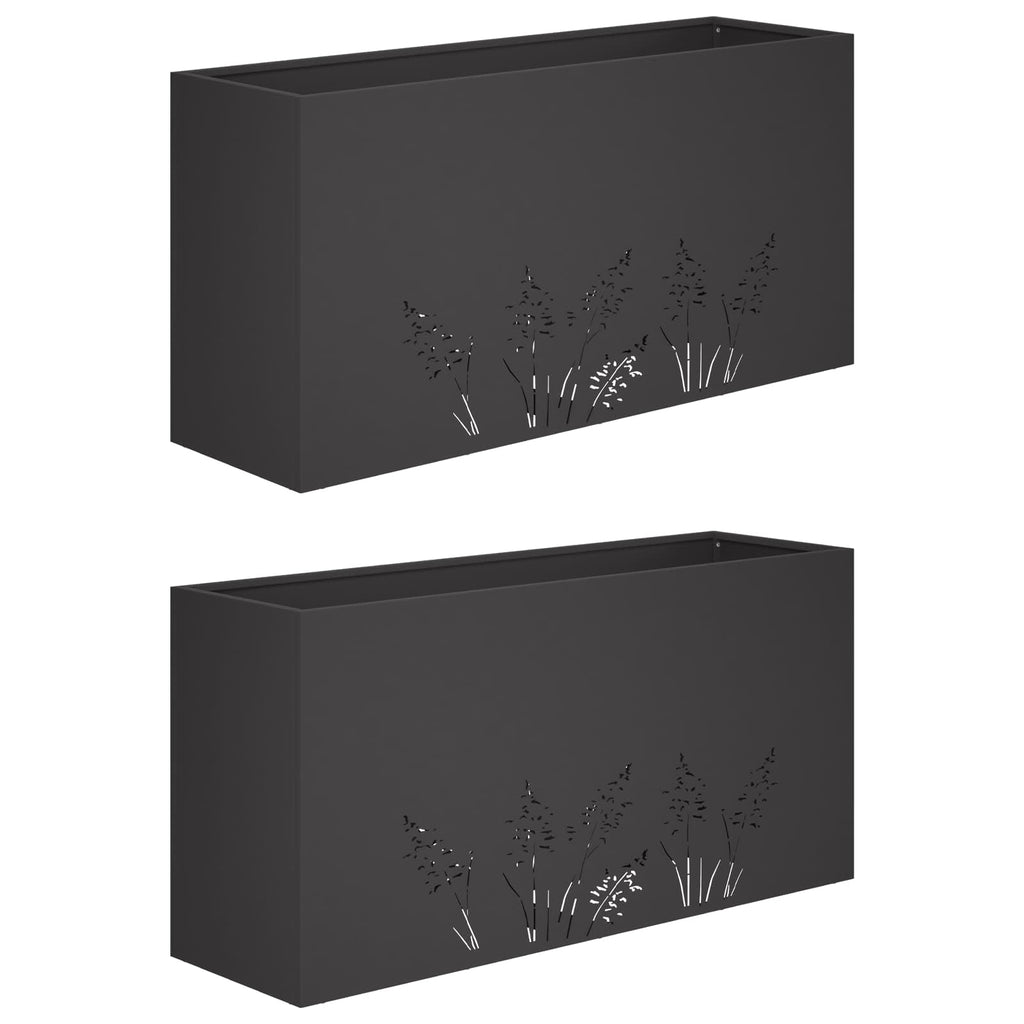 vidaXL Doniczka ogrodowa 2 szt. Czarny 100 x 30 x 49 cm