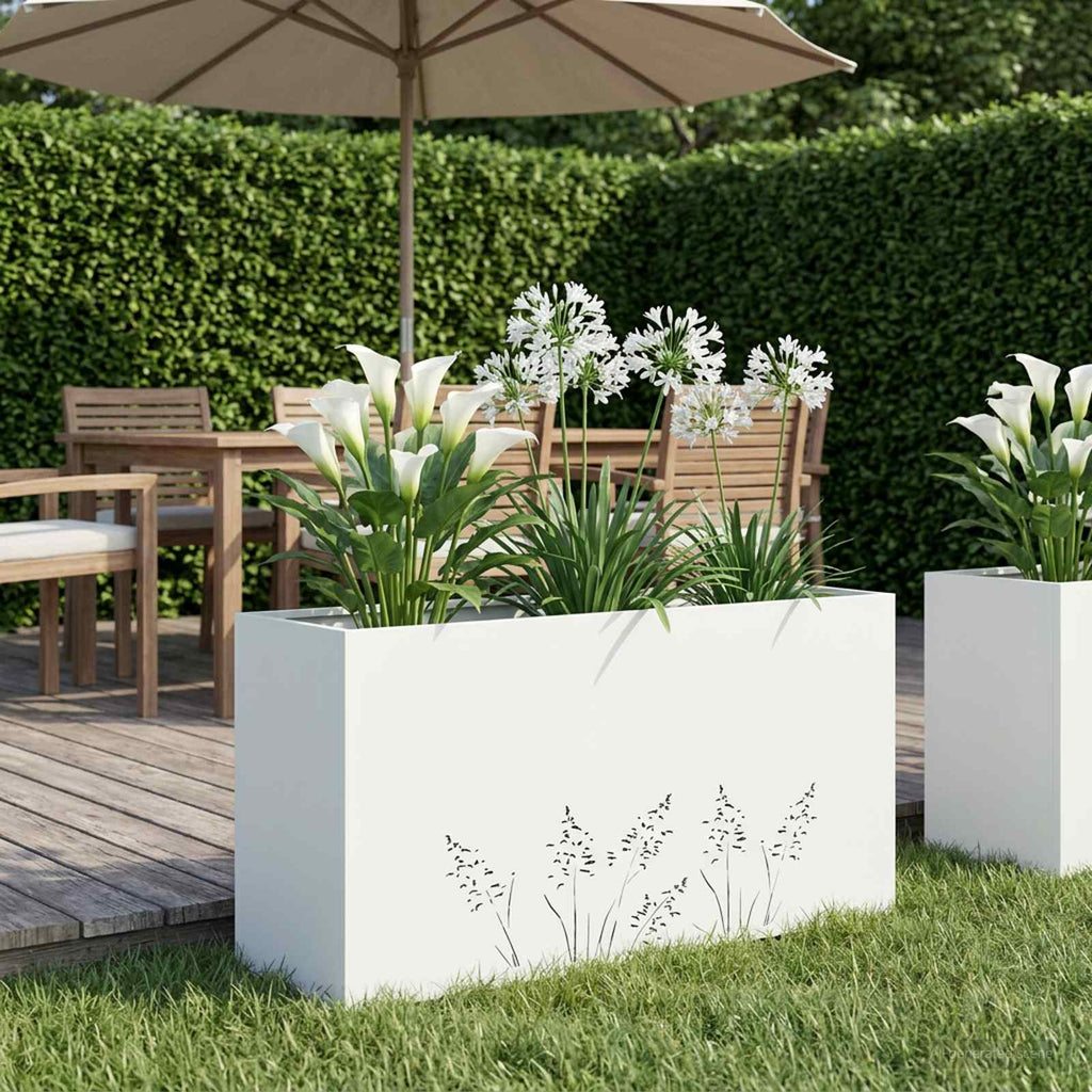vidaXL Doniczka ogrodowa Biały 100 x 30 x 49 cm Stal zimnogięta