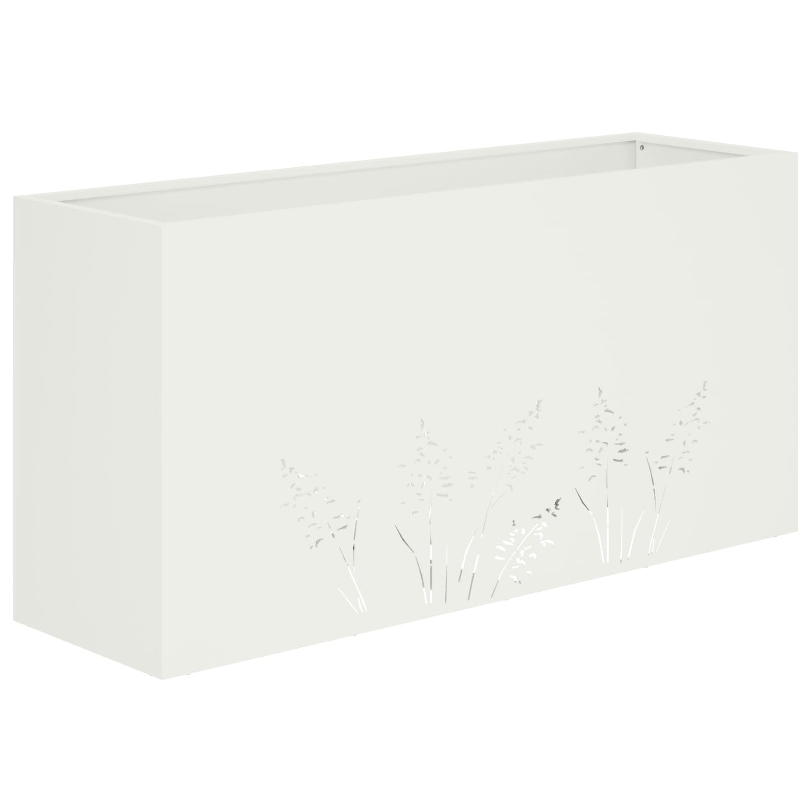 vidaXL Doniczka ogrodowa Biały 100 x 30 x 49 cm Stal zimnogięta