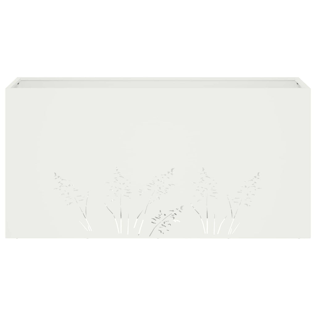 vidaXL Doniczka ogrodowa Biały 100 x 30 x 49 cm Stal zimnogięta