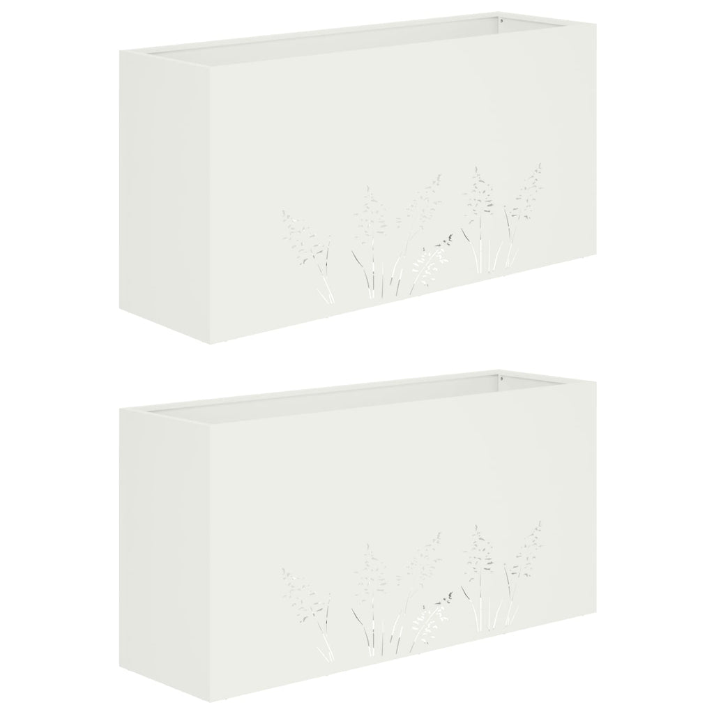 vidaXL Doniczka ogrodowa 2 szt. Biały 100 x 30 x 49 cm Stal zimnogięta