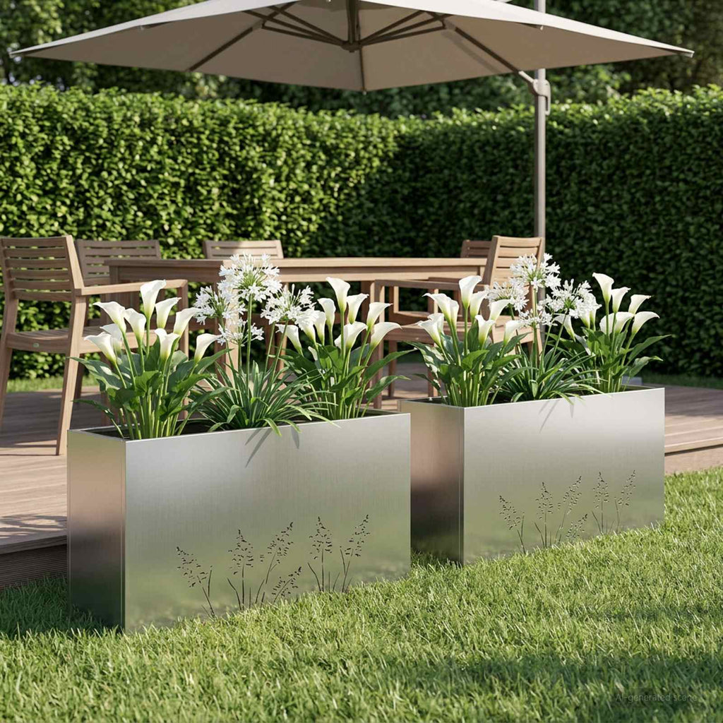 vidaXL Doniczka ogrodowa 2 szt. srebrny 100 x 30 x 49 cm