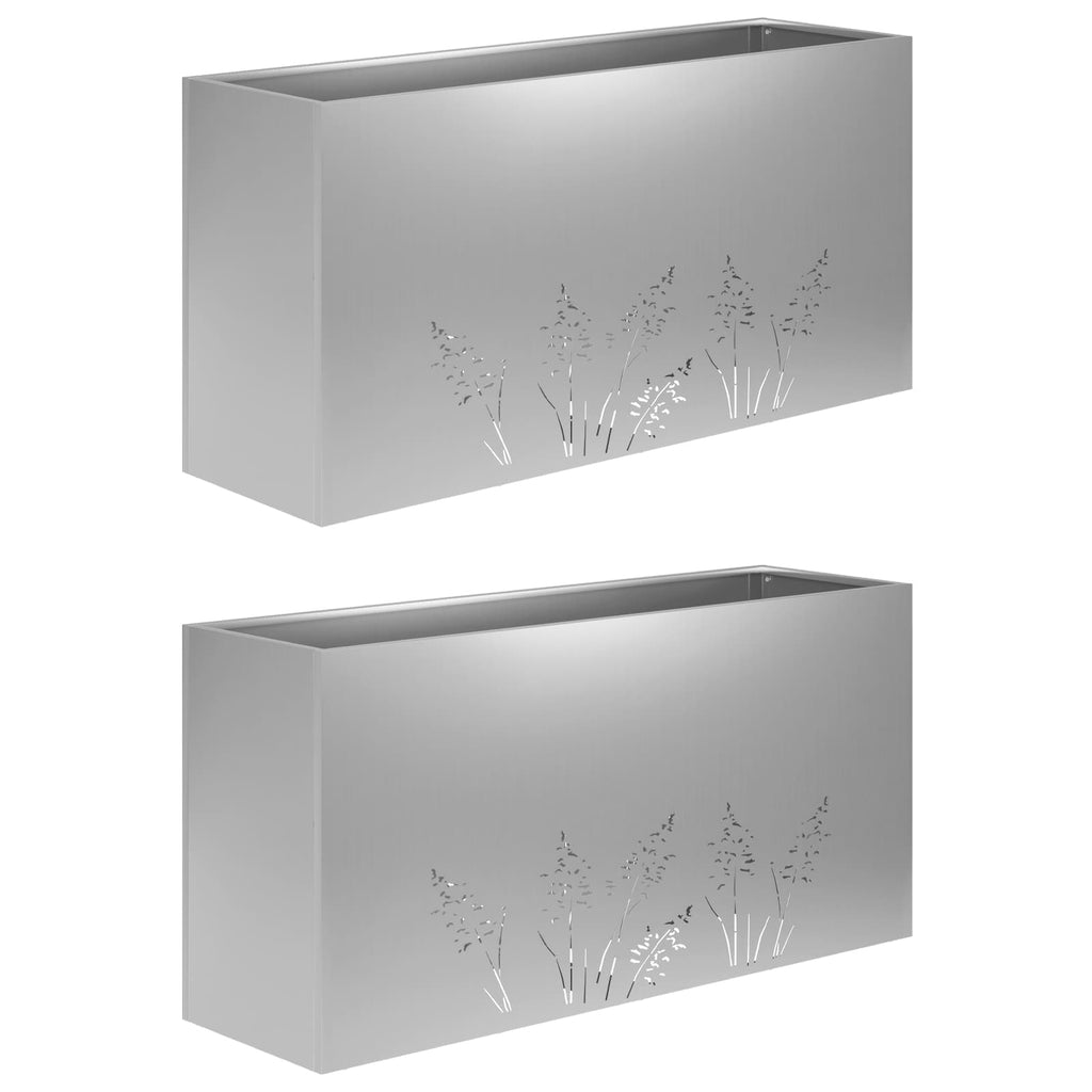 vidaXL Doniczka ogrodowa 2 szt. srebrny 100 x 30 x 49 cm
