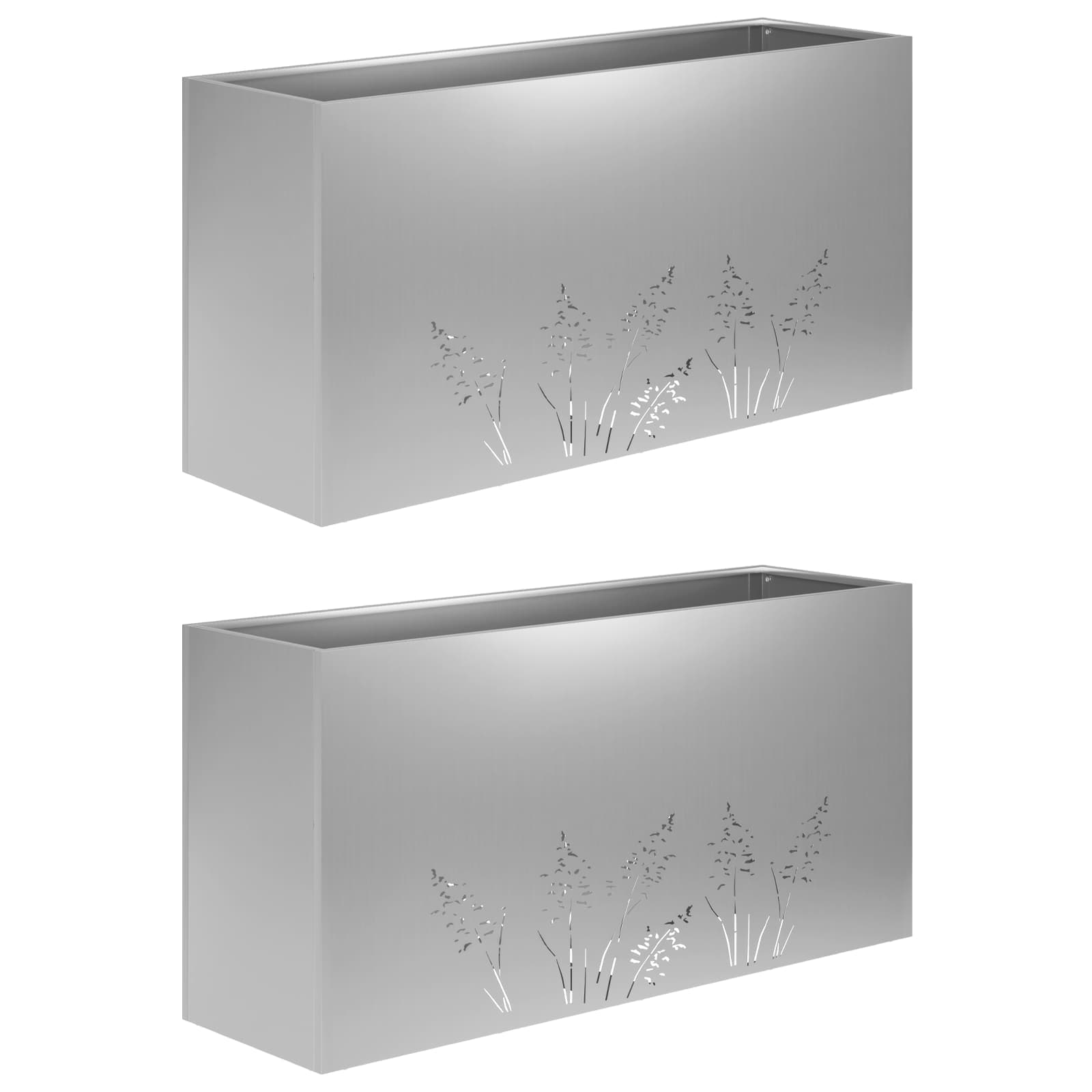 vidaXL Doniczka ogrodowa 2 szt. srebrny 100 x 30 x 49 cm