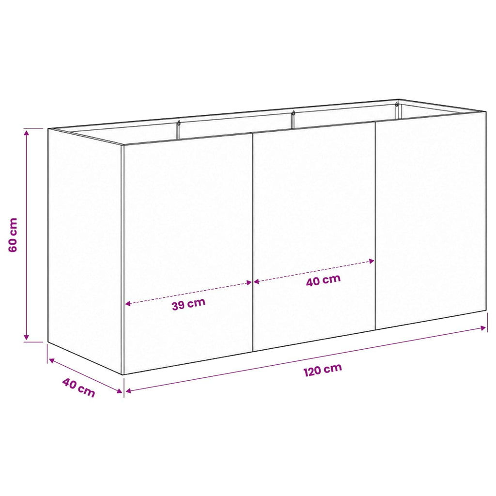 vidaXL Doniczka ogrodowa Biały 120 x 40 x 60 cm Stal zimnogięta