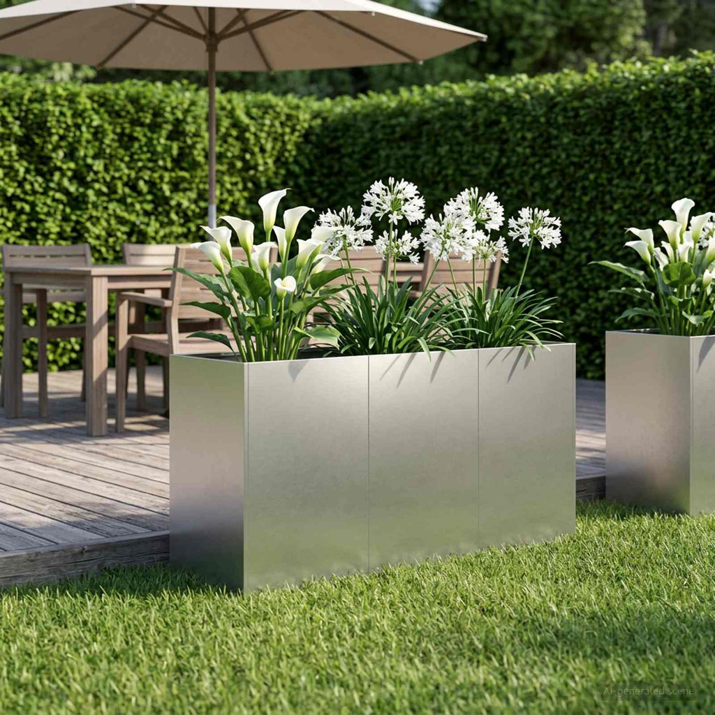 vidaXL Doniczka ogrodowa srebrny 120 x 40 x 60 cm Stal nierdzewna