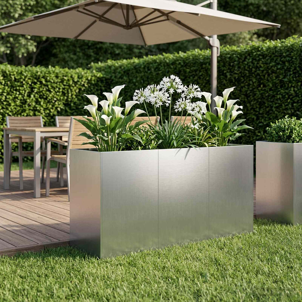 vidaXL Doniczka ogrodowa srebrny 120 x 40 x 60 cm Stal ocynkowana