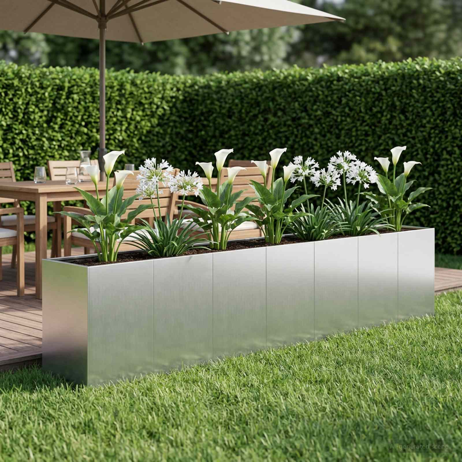 vidaXL Doniczka ogrodowa srebrny 280 x 40 x 60 cm Stal ocynkowana