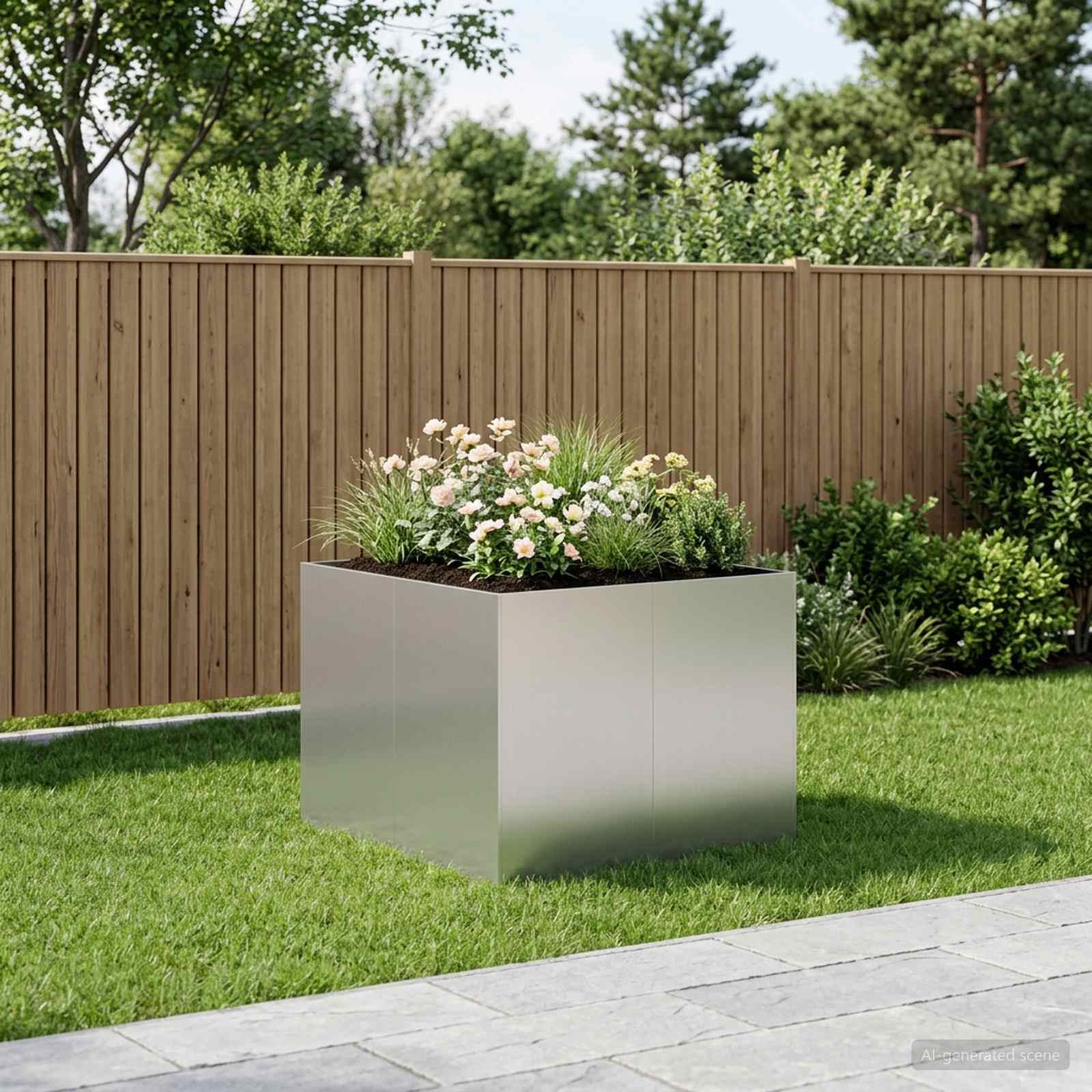 vidaXL Doniczka ogrodowa srebrny 80 x 80 x 60 cm Stal ocynkowana