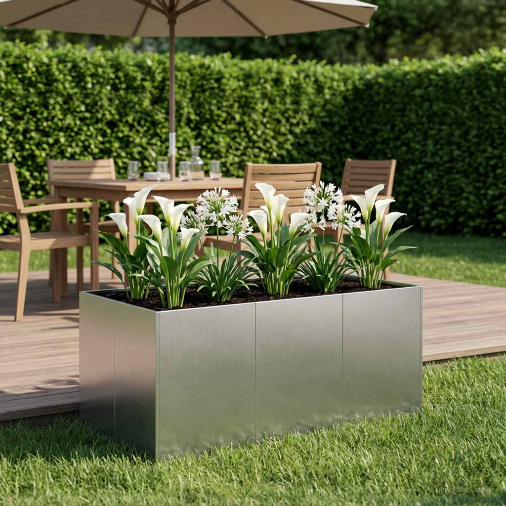 vidaXL Doniczka ogrodowa srebrny 120 x 80 x 60 cm Stal nierdzewna