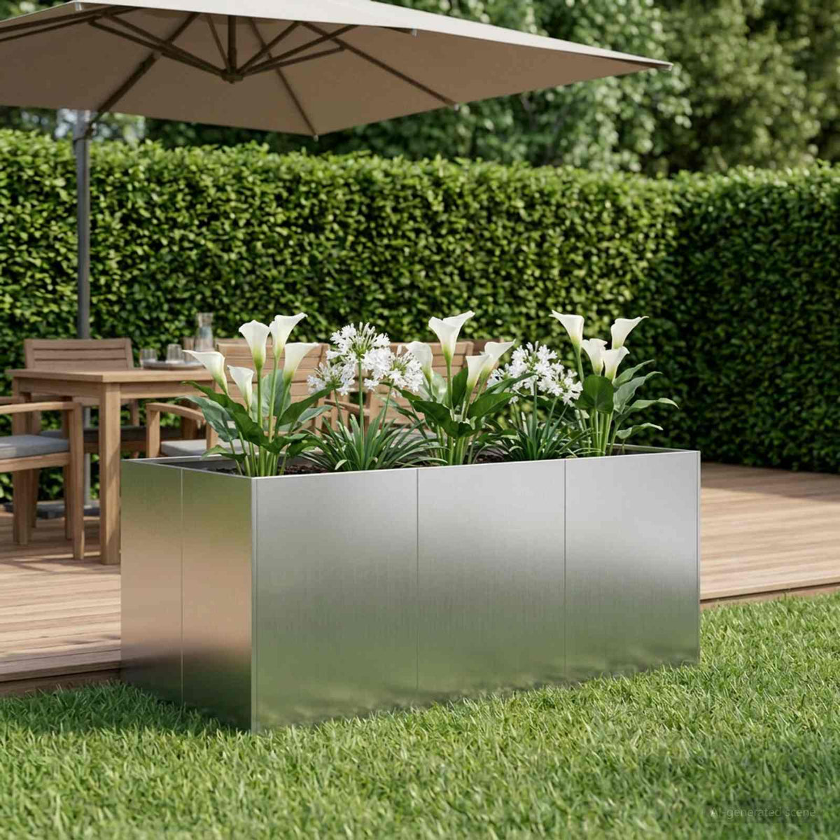 vidaXL Doniczka ogrodowa srebrny 120 x 80 x 60 cm Stal ocynkowana
