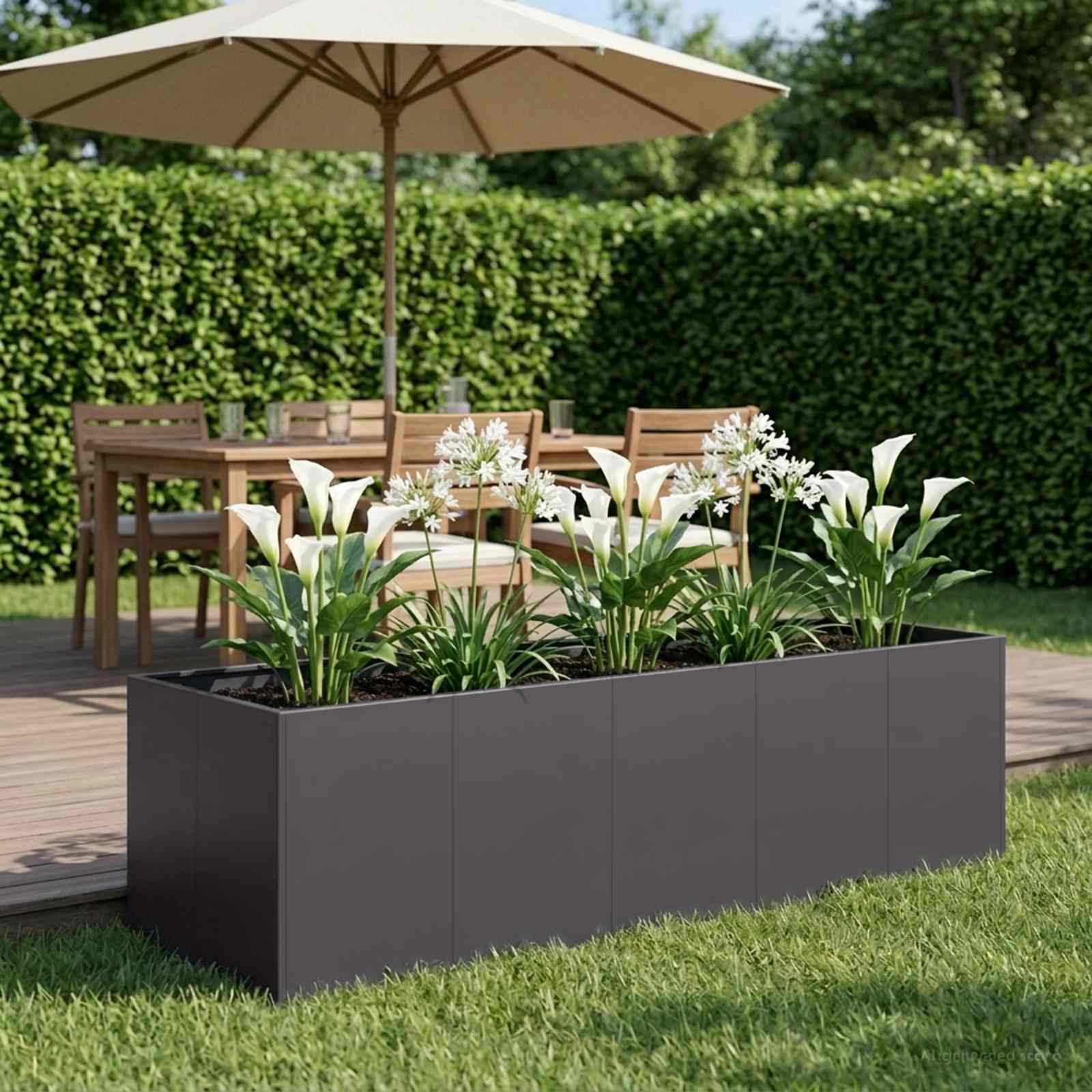 vidaXL Doniczka ogrodowa Czarny 200 x 80 x 60 cm Stal zimnogięta