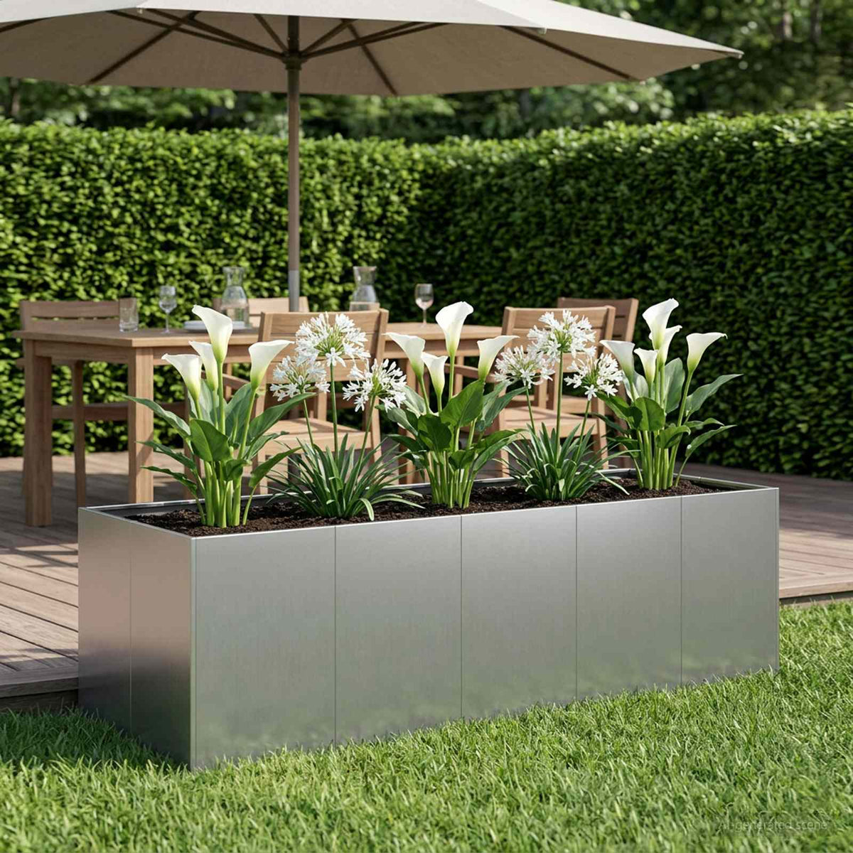 vidaXL Doniczka ogrodowa srebrny 200 x 80 x 60 cm Stal ocynkowana