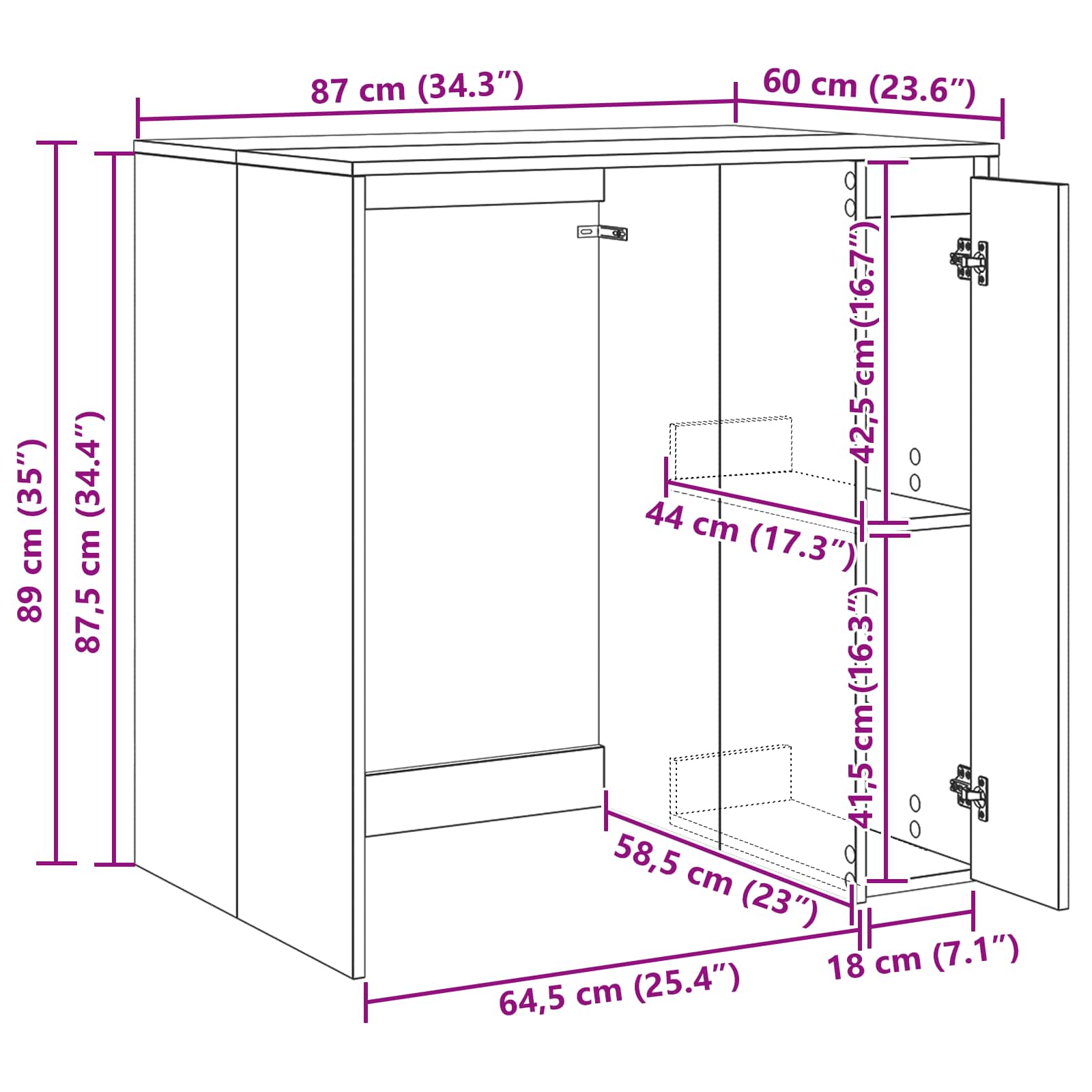 vidaXL Szafka na pralkę z przechowywaniem Dąb wędzony 87 x 60 x 89 cm