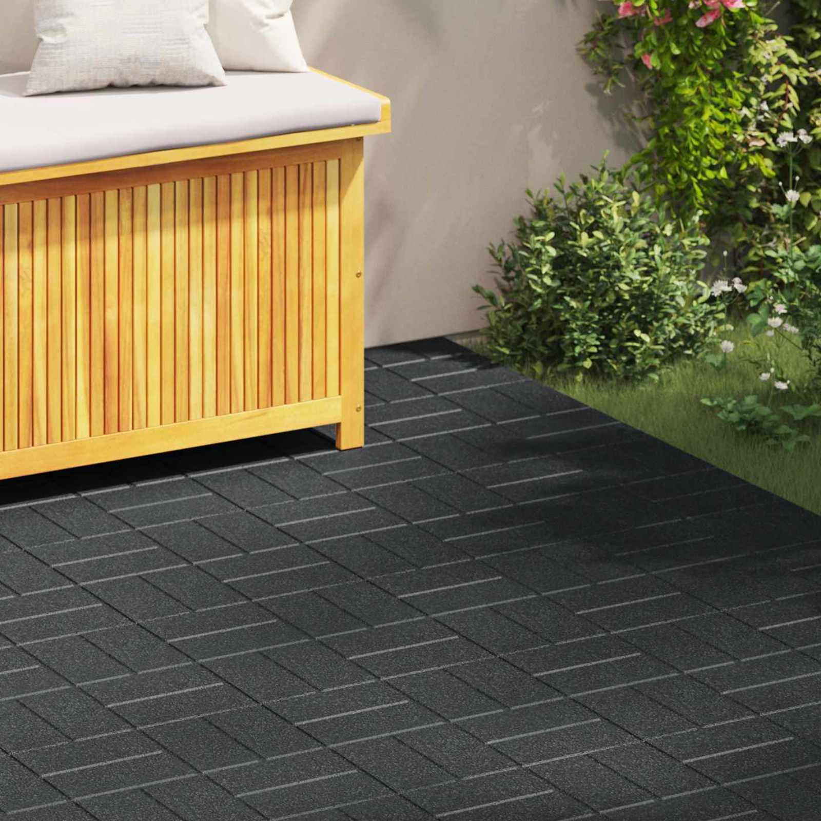 vidaXL Kamień kroczący 6 pcs Czarny 40,5 x 40,5 x 2 cm Guma