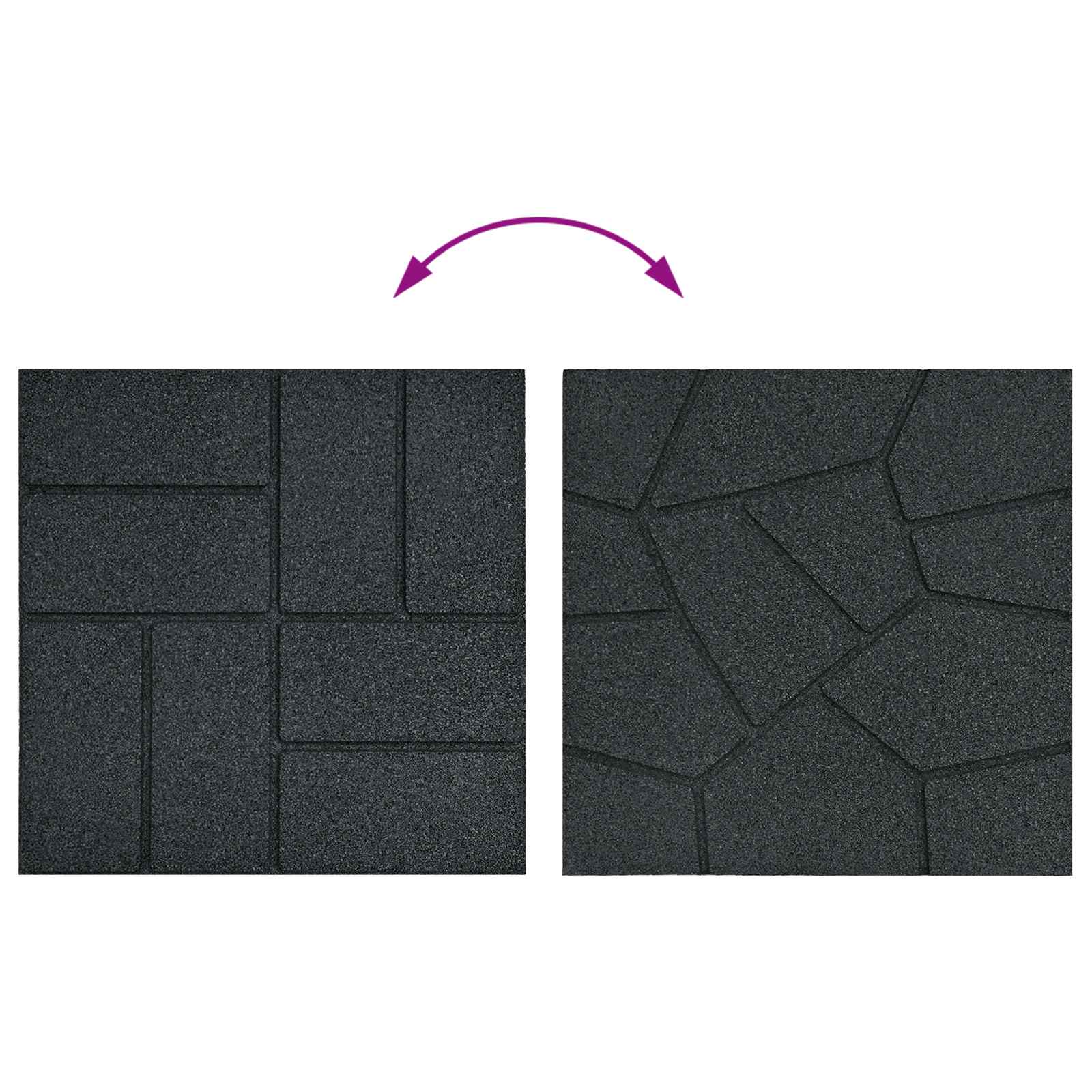 vidaXL Kamień kroczący 6 pcs Czarny 40,5 x 40,5 x 2 cm Guma