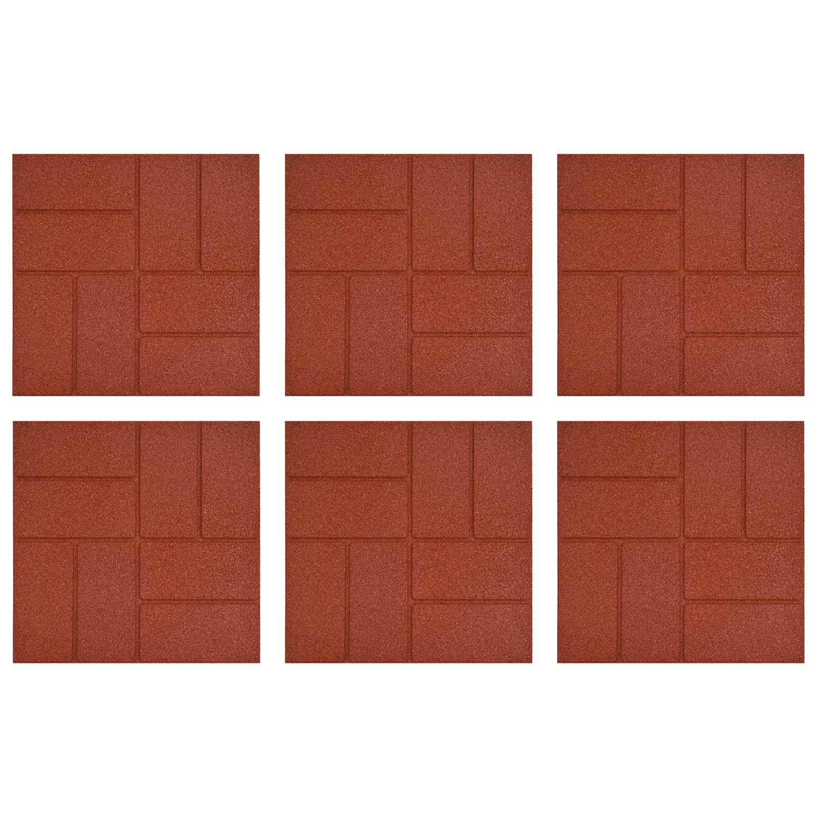 vidaXL Kamień kroczący 6 pcs Czerwony 40,5 x 40,5 x 2 cm Guma
