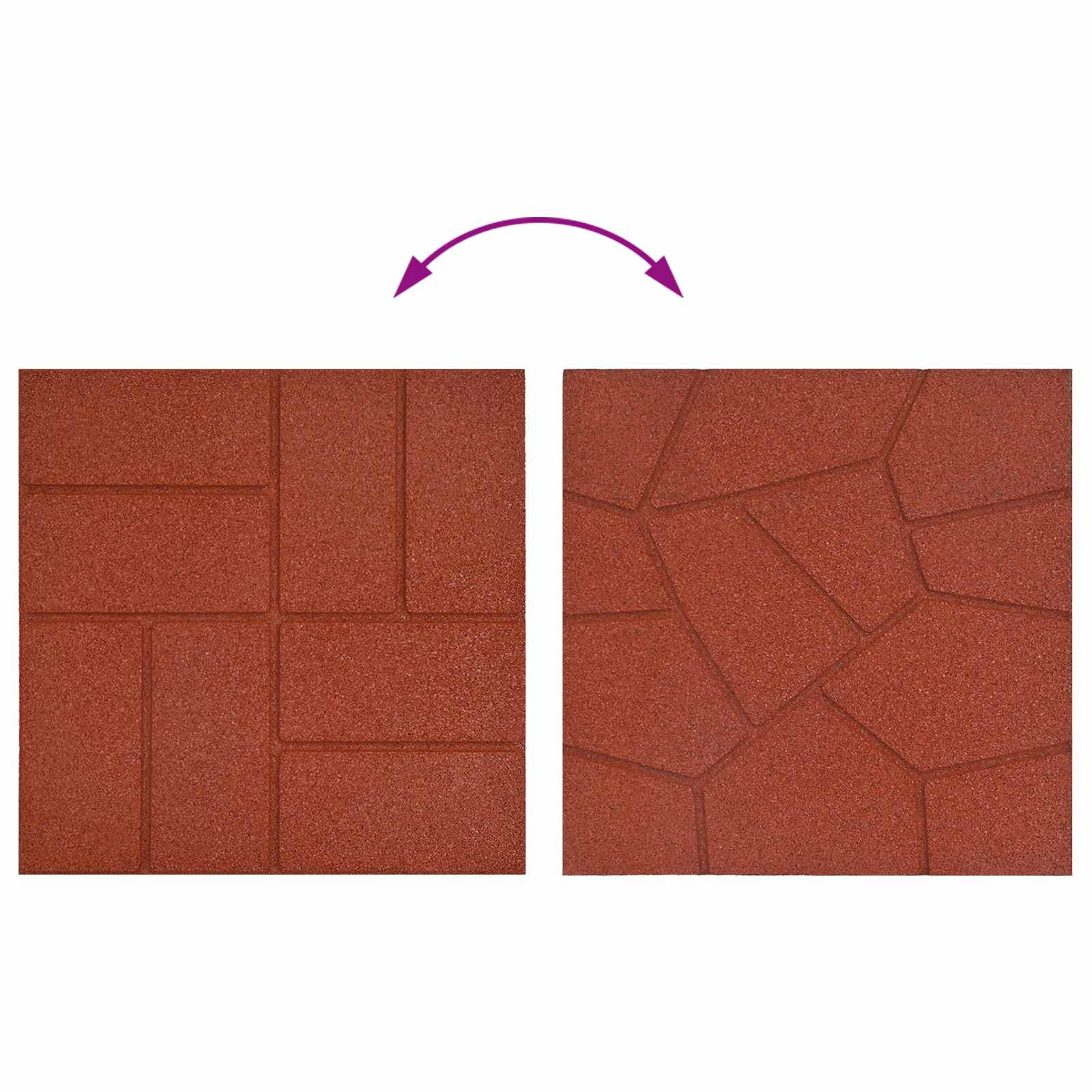 vidaXL Kamień kroczący 6 pcs Czerwony 40,5 x 40,5 x 2 cm Guma