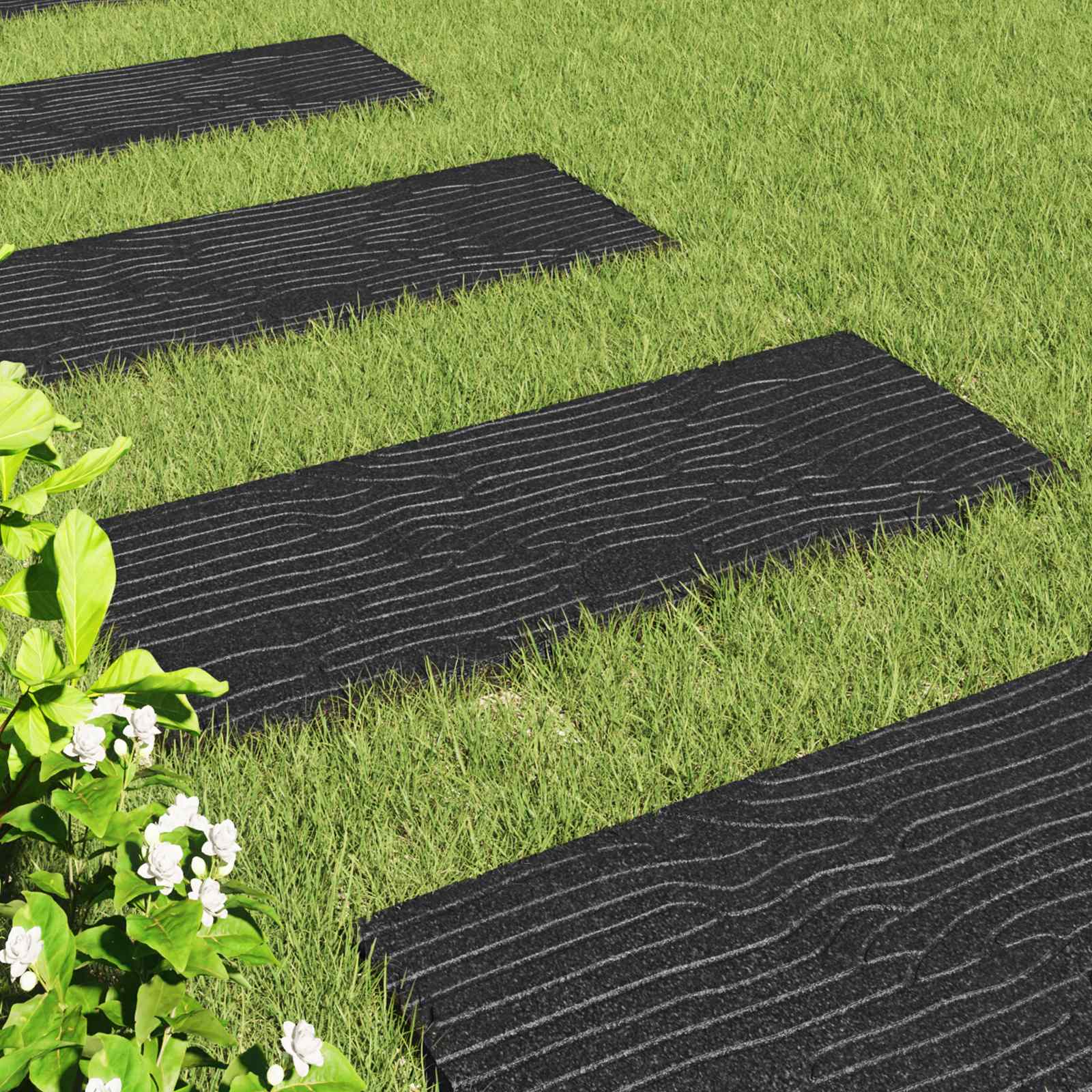 vidaXL Kamień kroczący 6 pcs Czarny 60,5 x 25 x 2 cm Guma