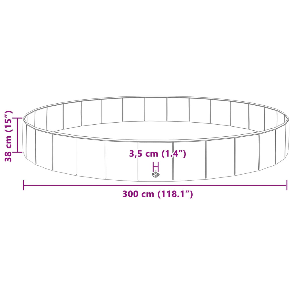 vidaXL Basen dla Psów czerwony Ø300 x 38 cm Gruby PVC