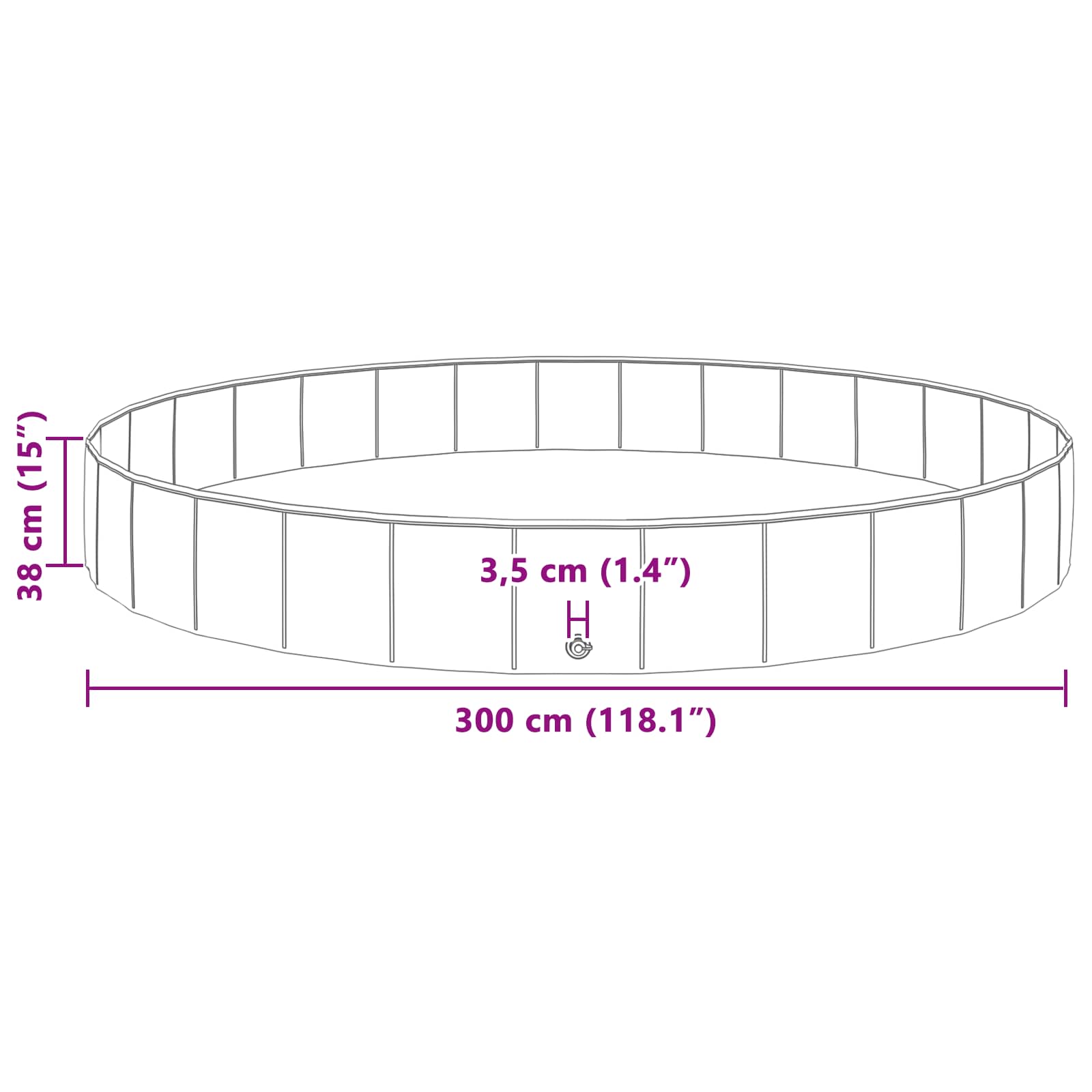 vidaXL Basen dla Psów czerwony Ø300 x 38 cm Gruby PVC