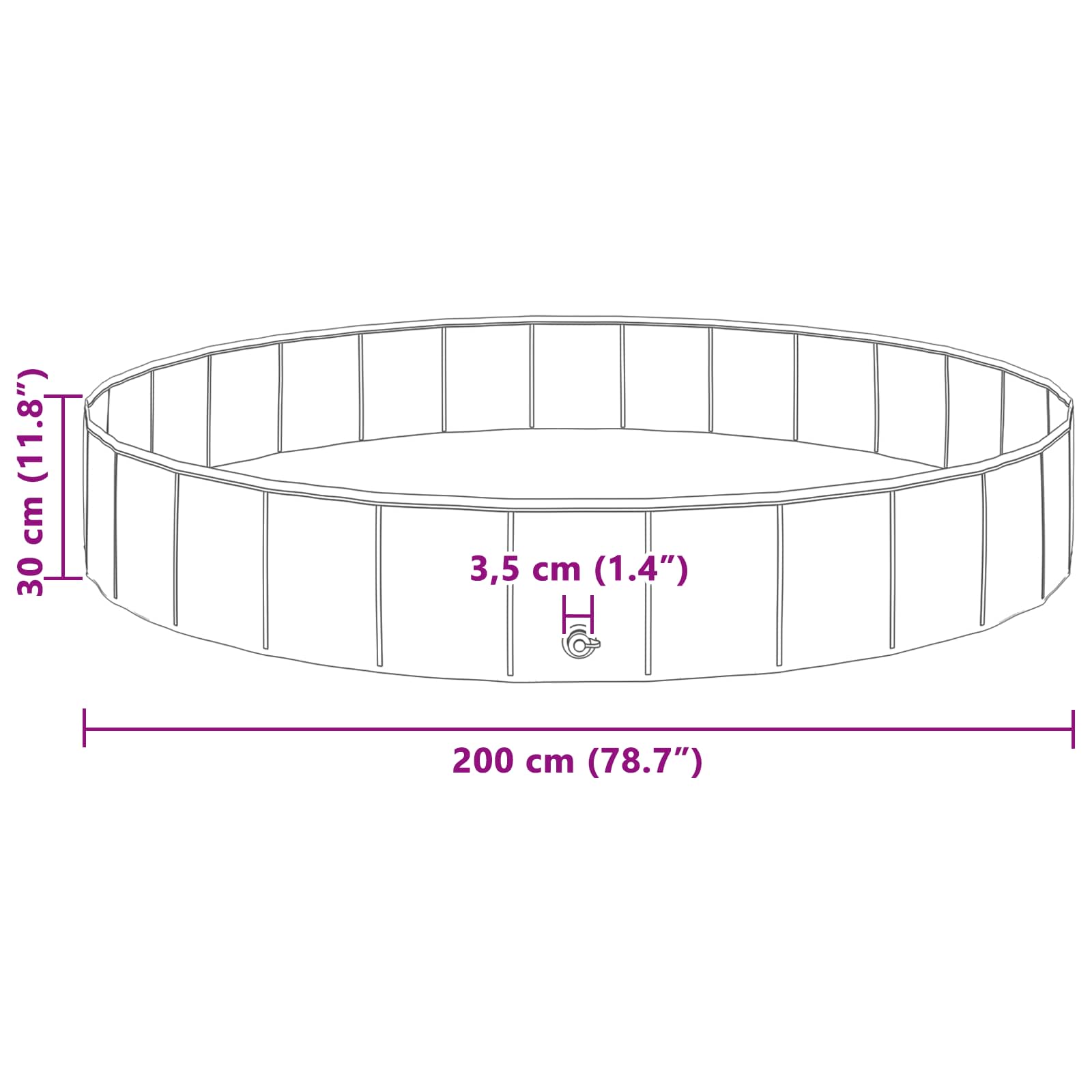 vidaXL Basen dla Psów Ø200 x 30 cm Gruby PVC niebieski