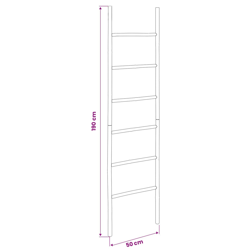 vidaXL Drabina na Koc Czarny 50 x 190 cm Bambus