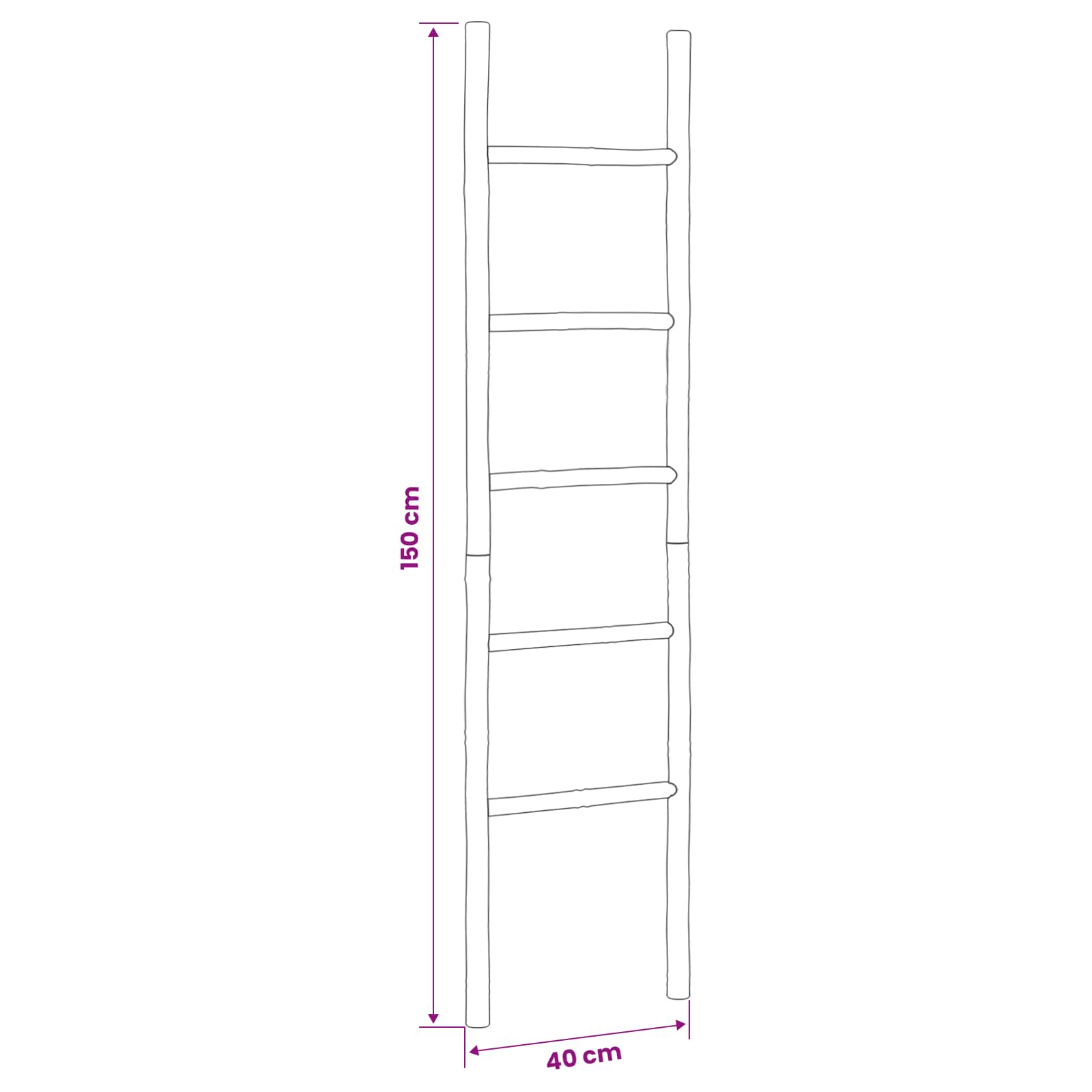 vidaXL Drabina na Koc Czarny 40 x 150 cm Bambus