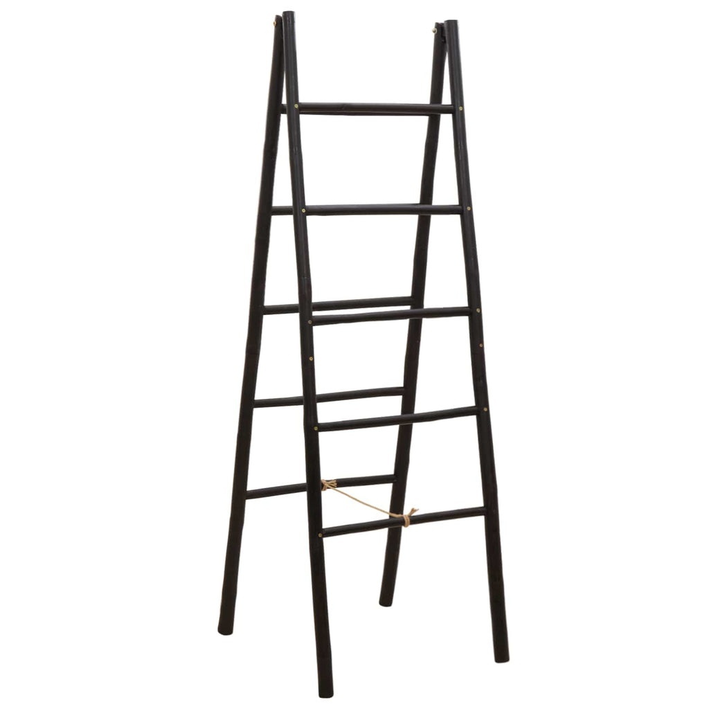vidaXL Dwustronna drabina na koc Czarny 50 x 50 x 159 cm Bambus
