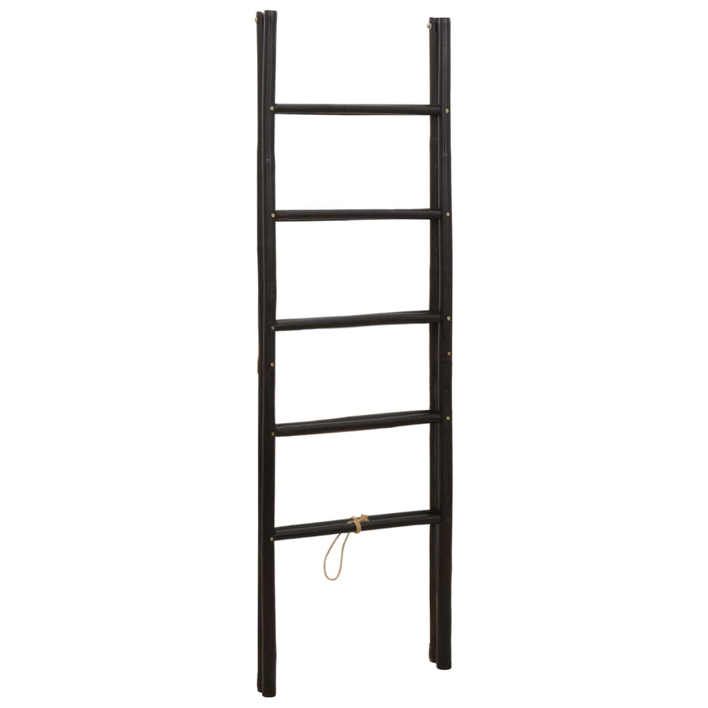 vidaXL Dwustronna drabina na koc Czarny 50 x 50 x 159 cm Bambus