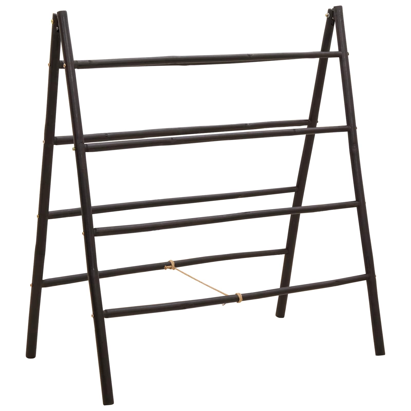 vidaXL Dwustronna drabina na koc Czarny 90 x 50 x 100 cm Bambus
