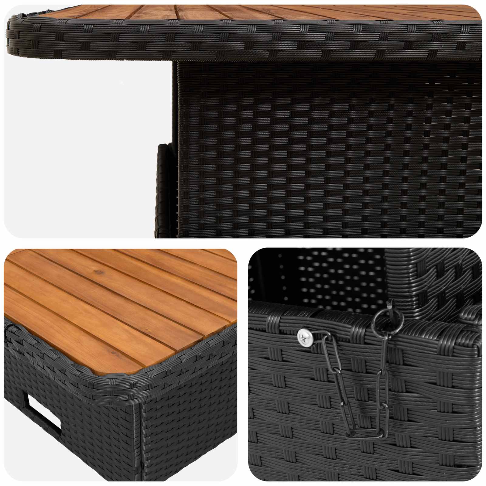 vidaXL Zestawy mebli z poduszką 4 pcs Czarny Rattan PE