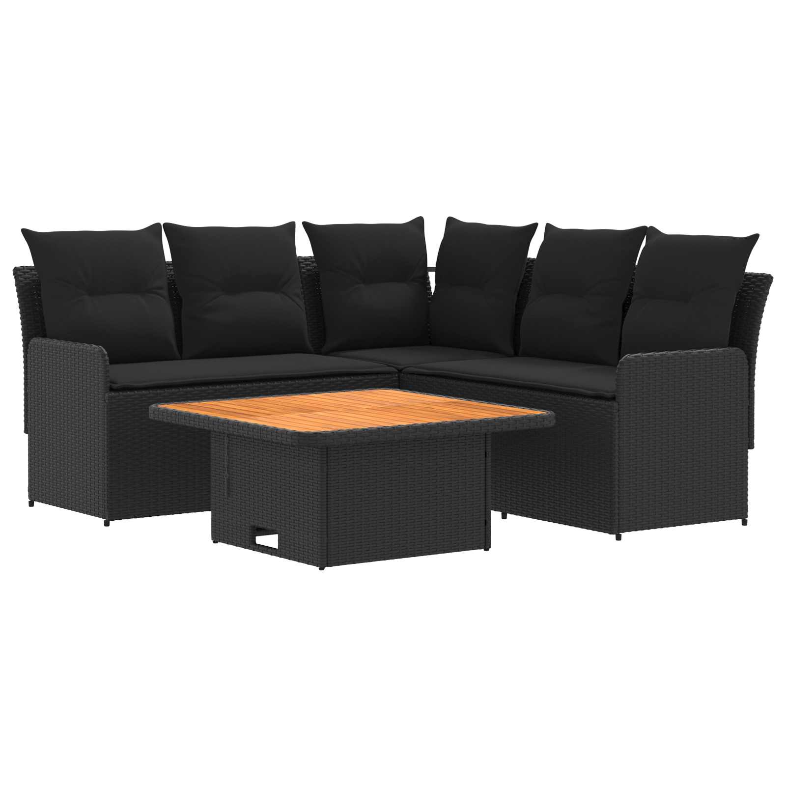 vidaXL Zestawy mebli z poduszką 4 pcs Czarny Rattan PE
