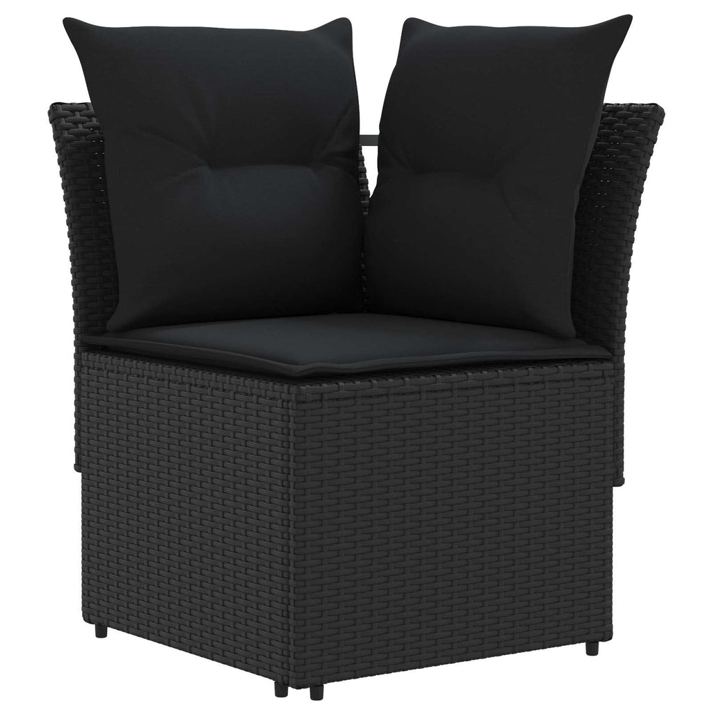 vidaXL Zestawy mebli z poduszką 4 pcs Czarny Rattan PE