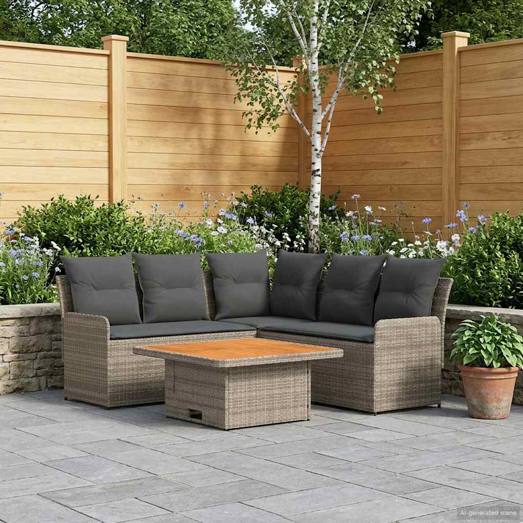 vidaXL Zestawy mebli z poduszką 4 pcs Szary i ciemnoszary Rattan PE