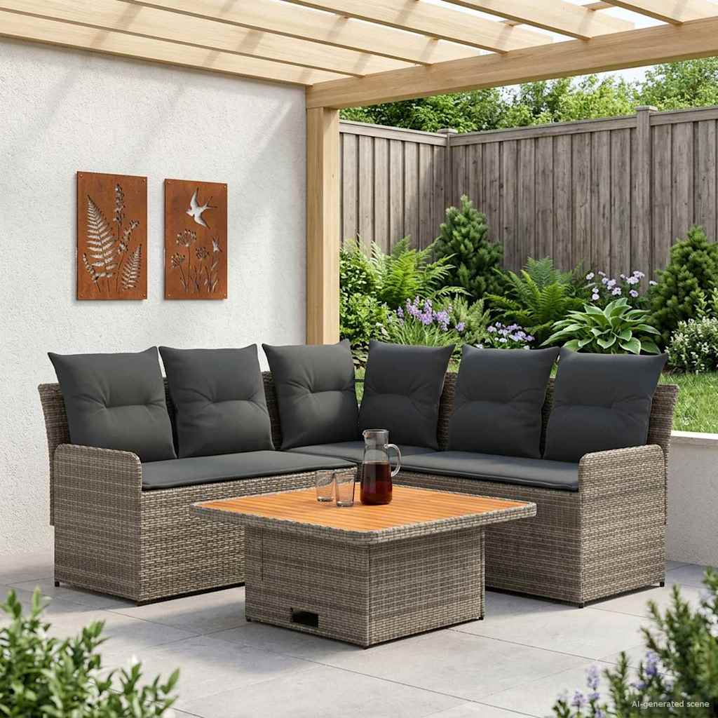 vidaXL Zestawy mebli z poduszką 4 pcs Szary i ciemnoszary Rattan PE