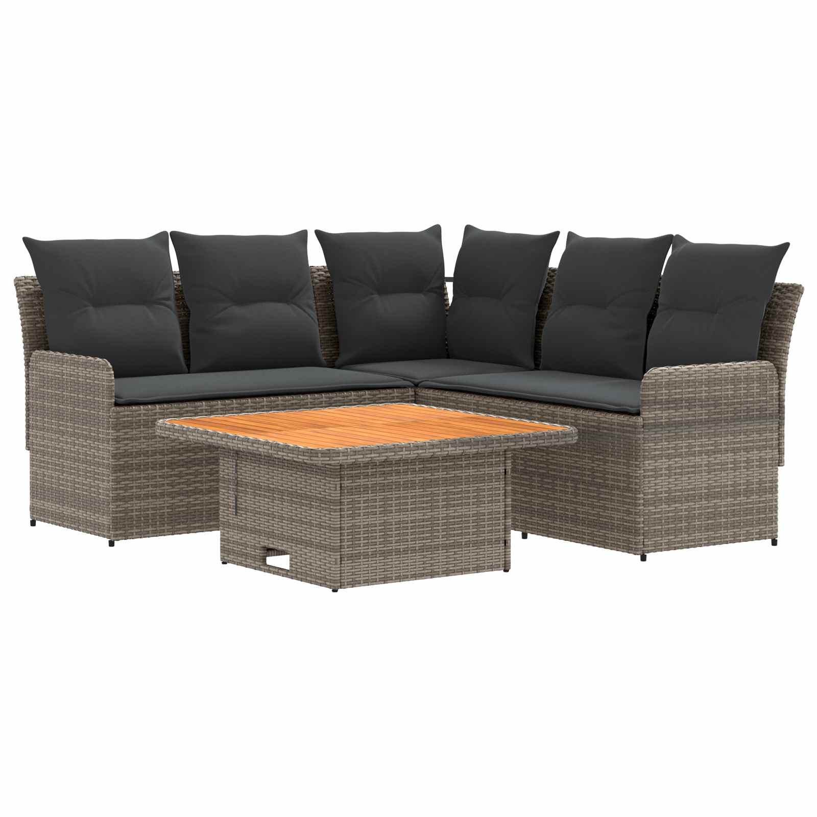 vidaXL Zestawy mebli z poduszką 4 pcs Szary i ciemnoszary Rattan PE
