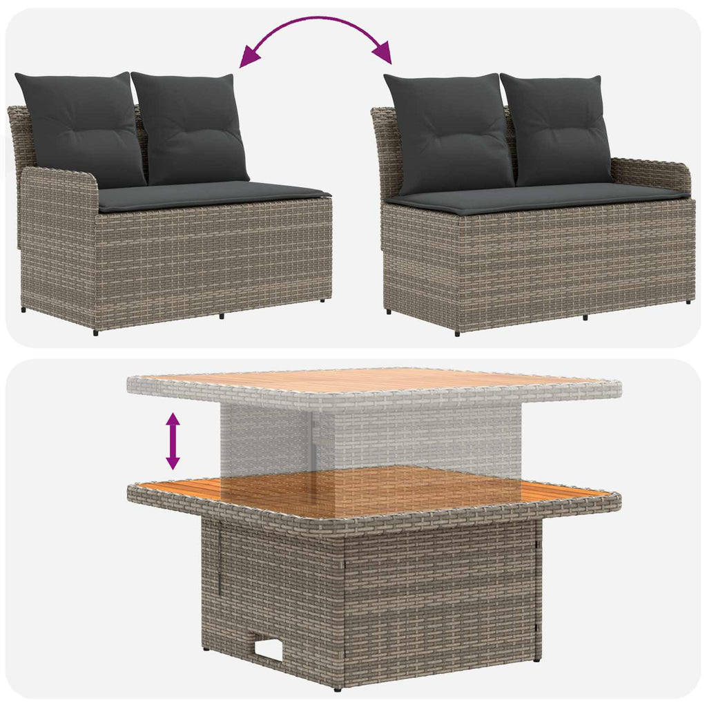 vidaXL Zestawy mebli z poduszką 4 pcs Szary i ciemnoszary Rattan PE